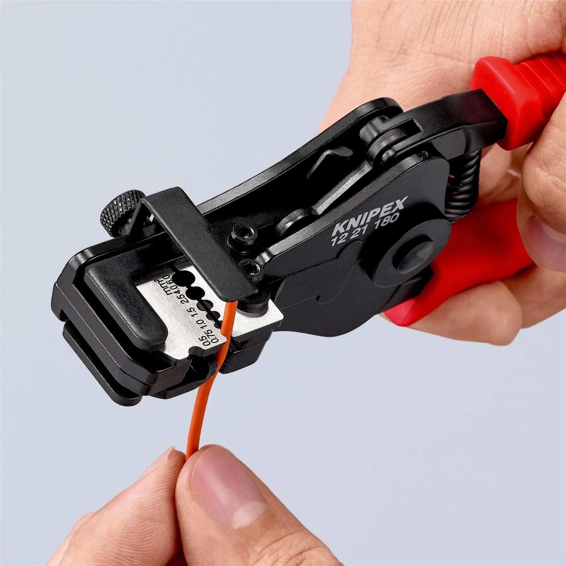 KNIPEX Insulation Stripper with Adapted Blades 180mm Stripping Pliers Plastic Coated 12 21 180 - Image 2