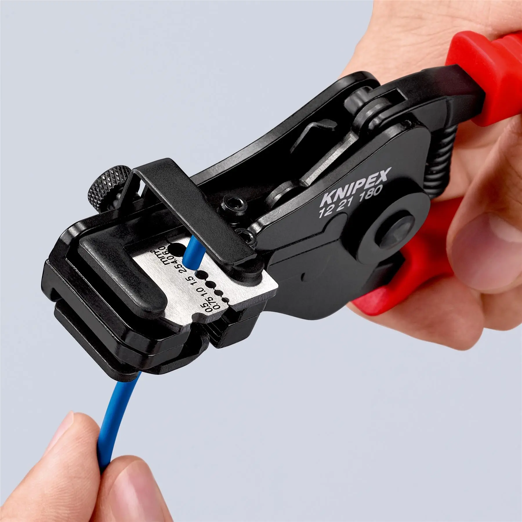 KNIPEX Insulation Stripper with Adapted Blades 180mm Stripping Pliers Plastic Coated 12 21 180 - Image 4