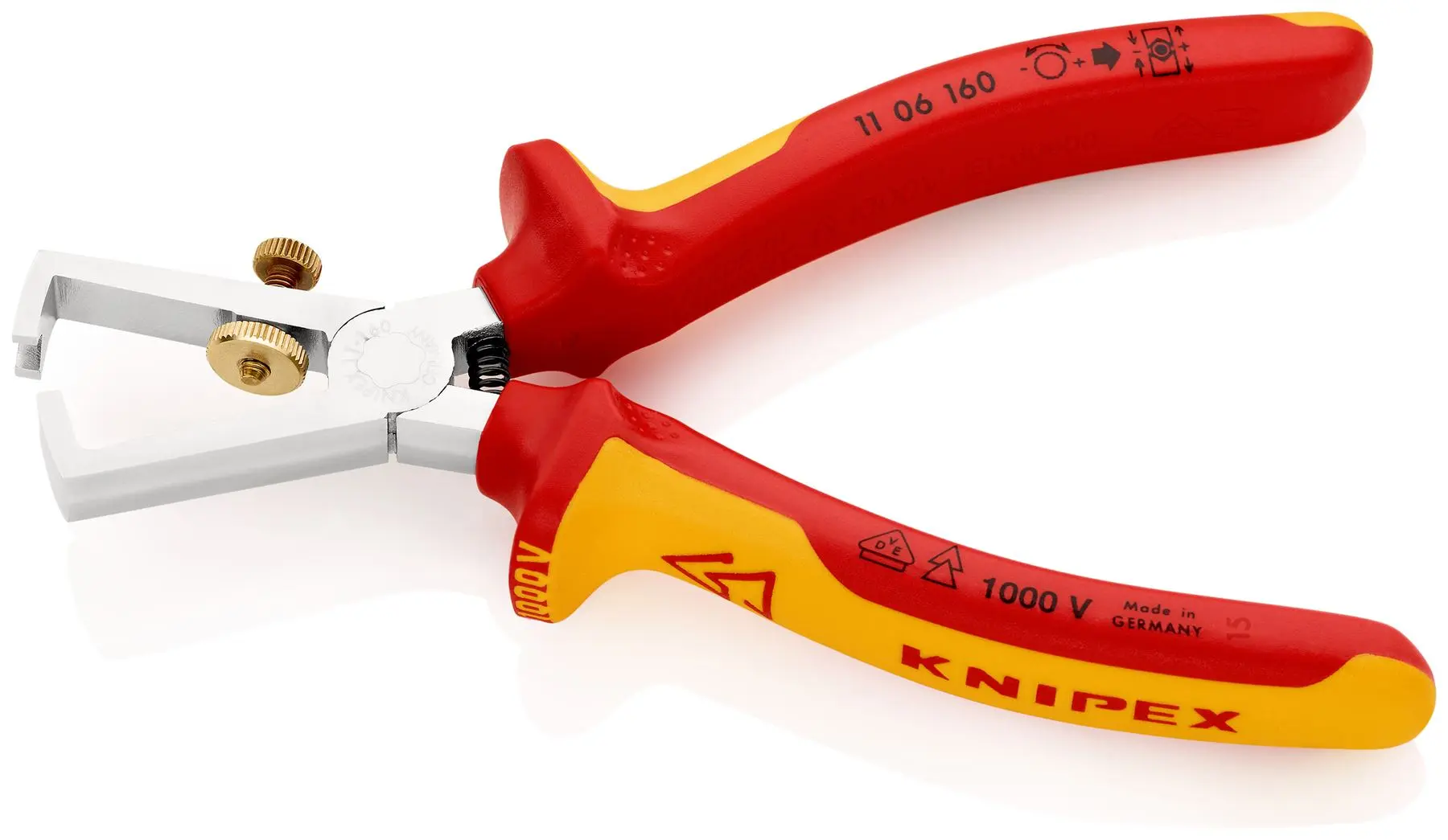 KNIPEX Insulation Stripper with Opening Spring 160mm VDE Chrome Multi Component Grips 11 06 160 SB - Image 2