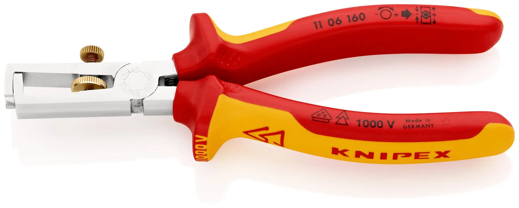 Knipex Insulation Wire Stripper with Opening Spring 160mm VDE Insulated 1000V 11 06 160