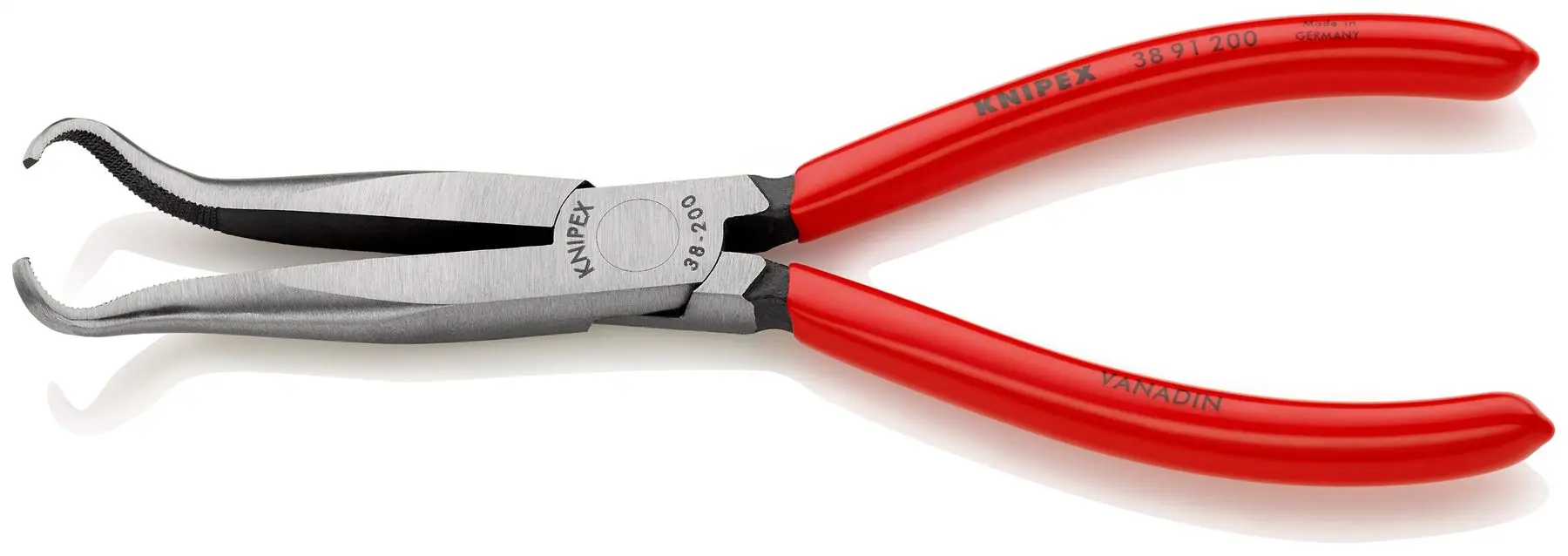 Knipex Mechanics Pliers 200mm 45 Degree Angled Half Round Long Jaws 38 91 200 - Image 2