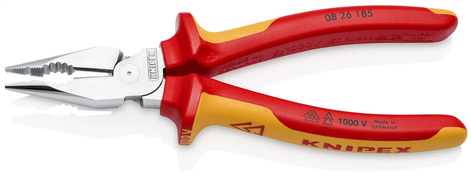 KNIPEX Needle Nose Combination Pliers 185mm VDE Chrome Multi Component Grips 08 26 185 SB - Image 2
