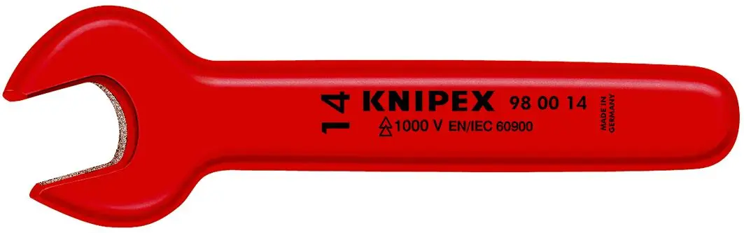 KNIPEX Open End Wrench Spanner 19mm Insulated VDE 1000V 165mm Long 15° Jaw Angle 98 00 19