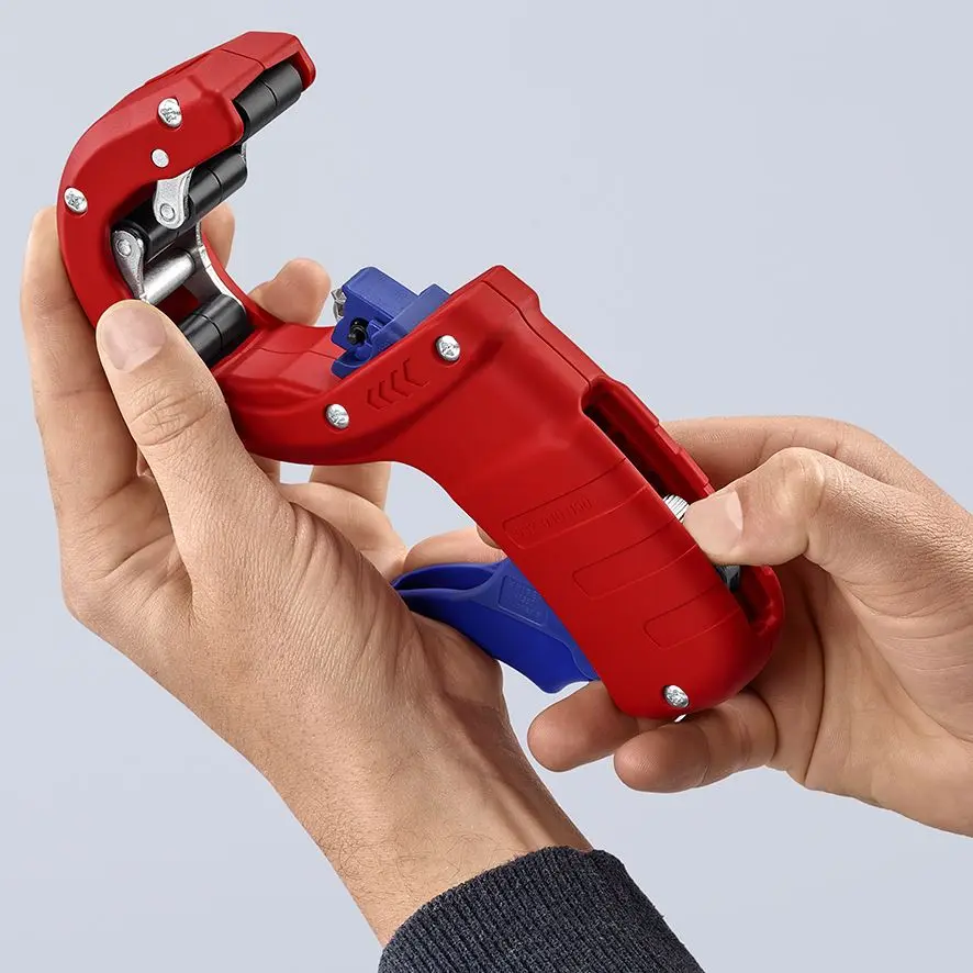 KNIPEX Pipe Cutter DP50 for Plastic Drain Pipes Cut and Chamfer 50mm Capacity 90 23 01 BK - Image 9