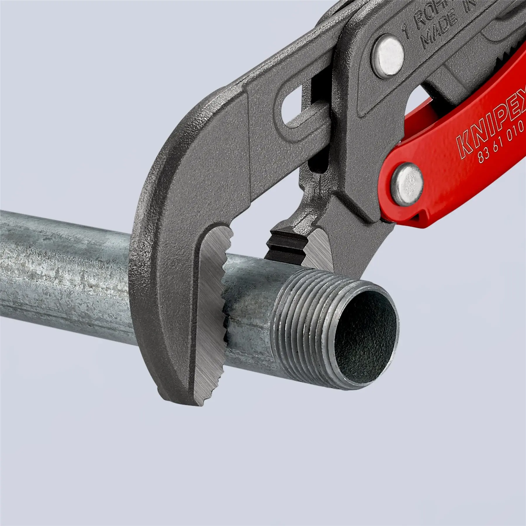 KNIPEX Pipe Wrench S-Type with Fast Adjustment 330mm Grey Powder Coated Plastic Coated Handles 83 61 010 - Image 5
