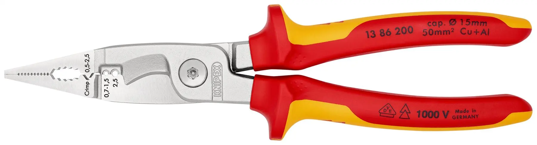Knipex Pliers for Electrical Installation 200mm VDE Insulated 13 86 200
