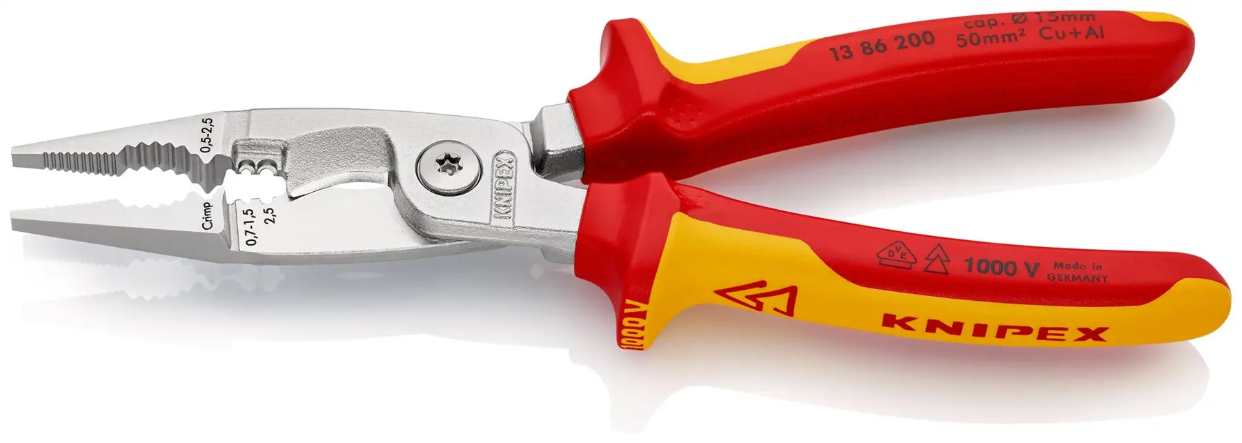 Knipex Pliers for Electrical Installation 200mm VDE Insulated 13 86 200 - Image 2