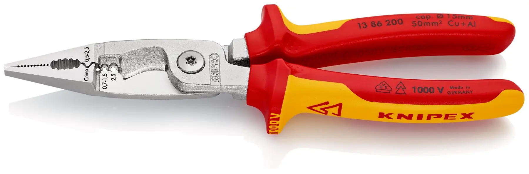 Knipex Pliers for Electrical Installation 200mm VDE Insulated 13 86 200 - Image 3