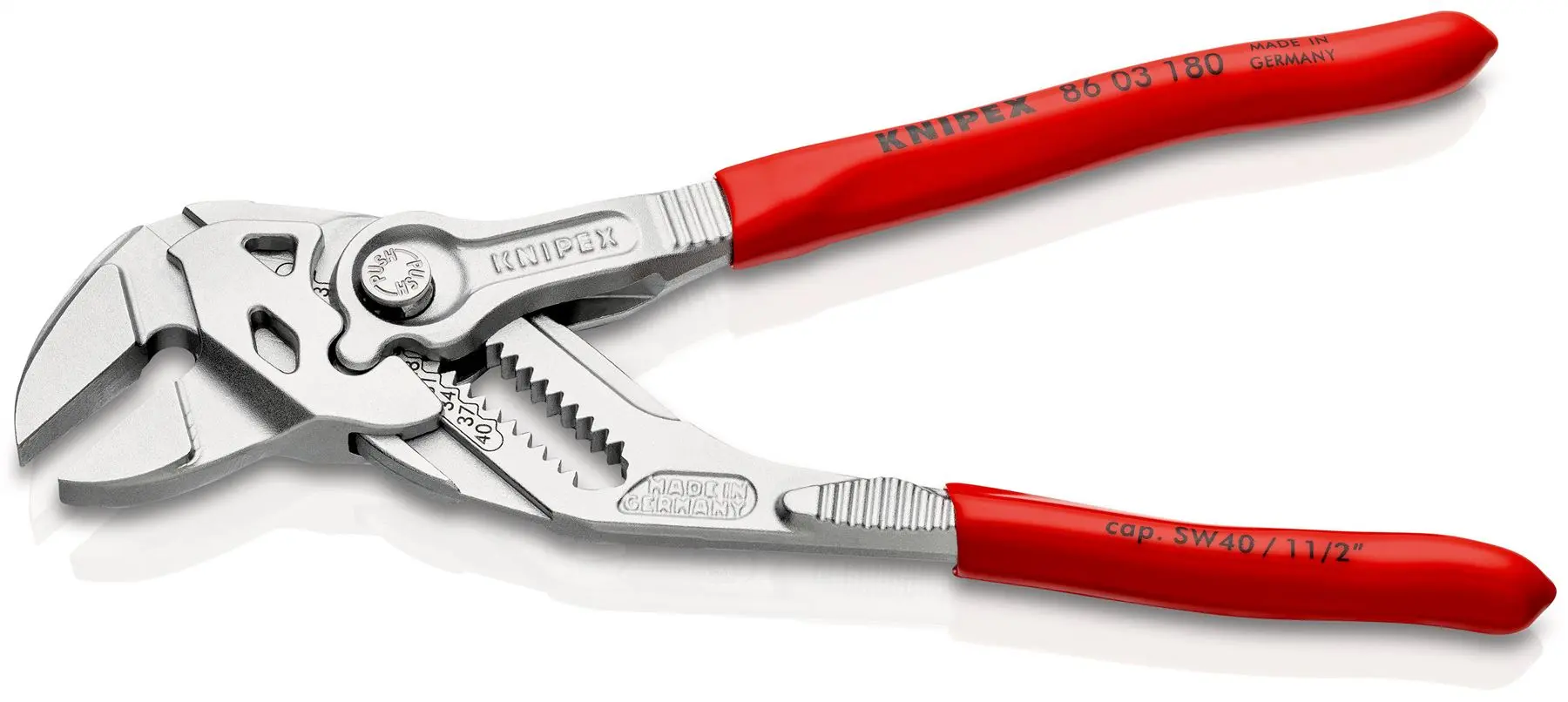 KNIPEX Pliers Wrench Slip Joint Plier 180mm Chrome Plastic Coated Handles 86 03 180 SB - Image 2