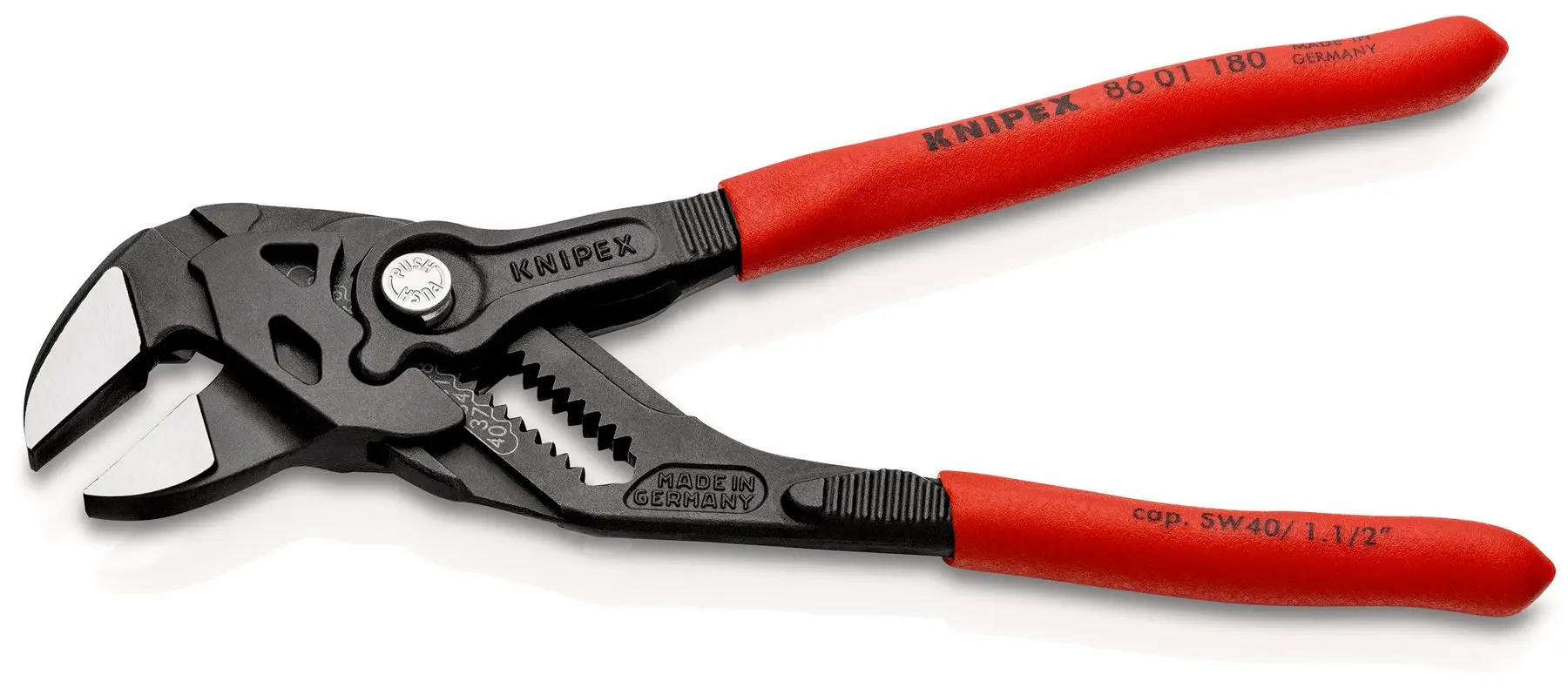 KNIPEX Pliers Wrench Slip Joint Plier 180mm Plastic Coated Handles Non Slip 86 01 180 SB - Image 2