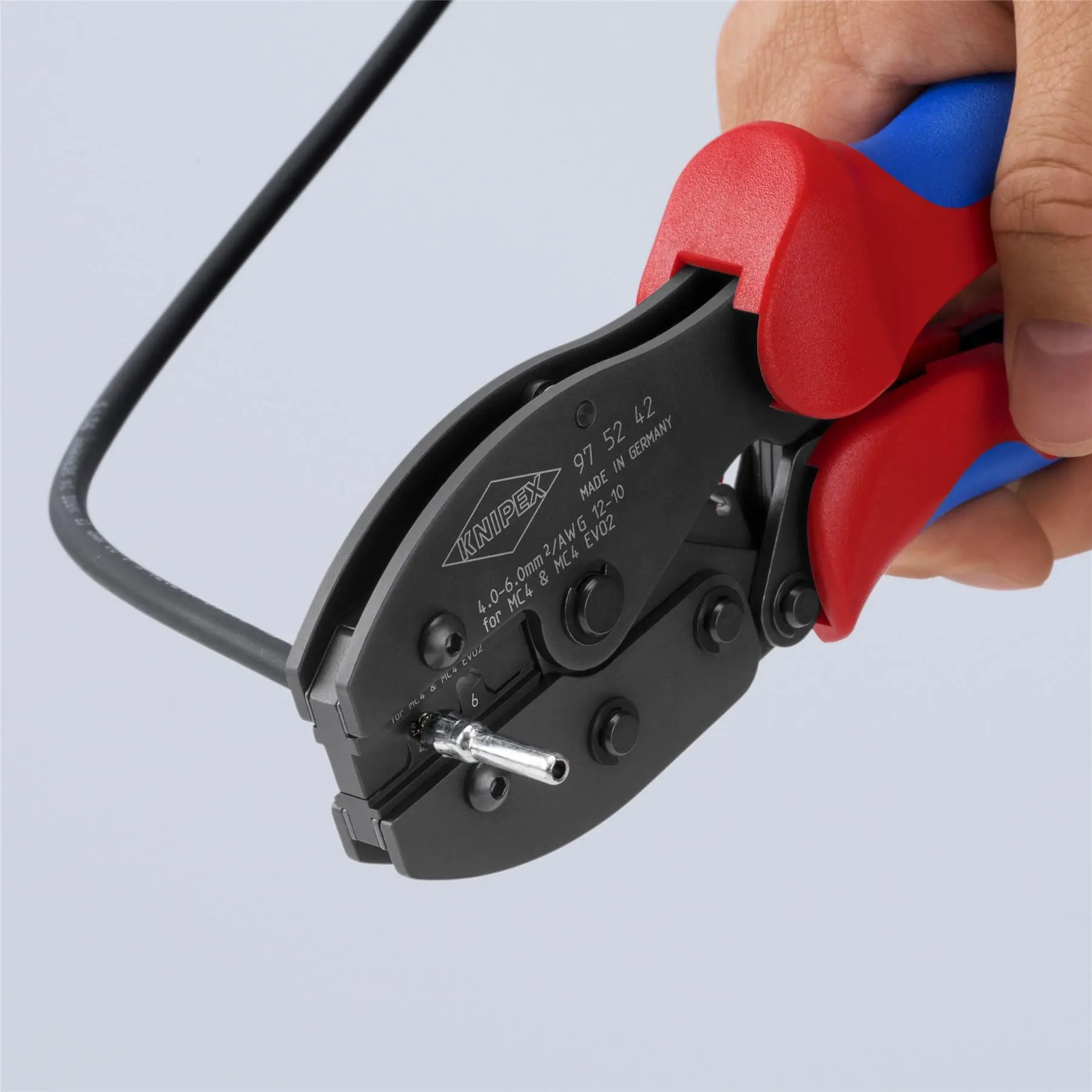 KNIPEX PreciForce Crimping Pliers for MC4/MC4 EVO 2 Connectors with Multi Component Grips 220mm 97 52 42 SB - Image 12
