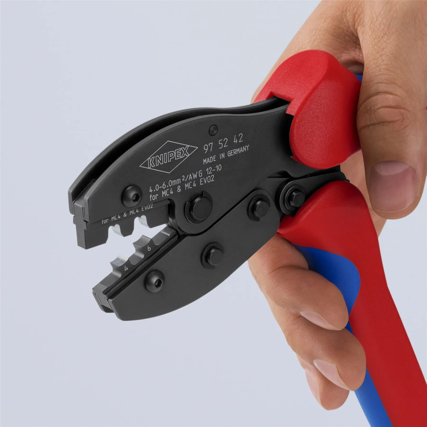 KNIPEX PreciForce Crimping Pliers for MC4/MC4 EVO 2 Connectors with Multi Component Handles 220mm 97 52 42 - Image 6