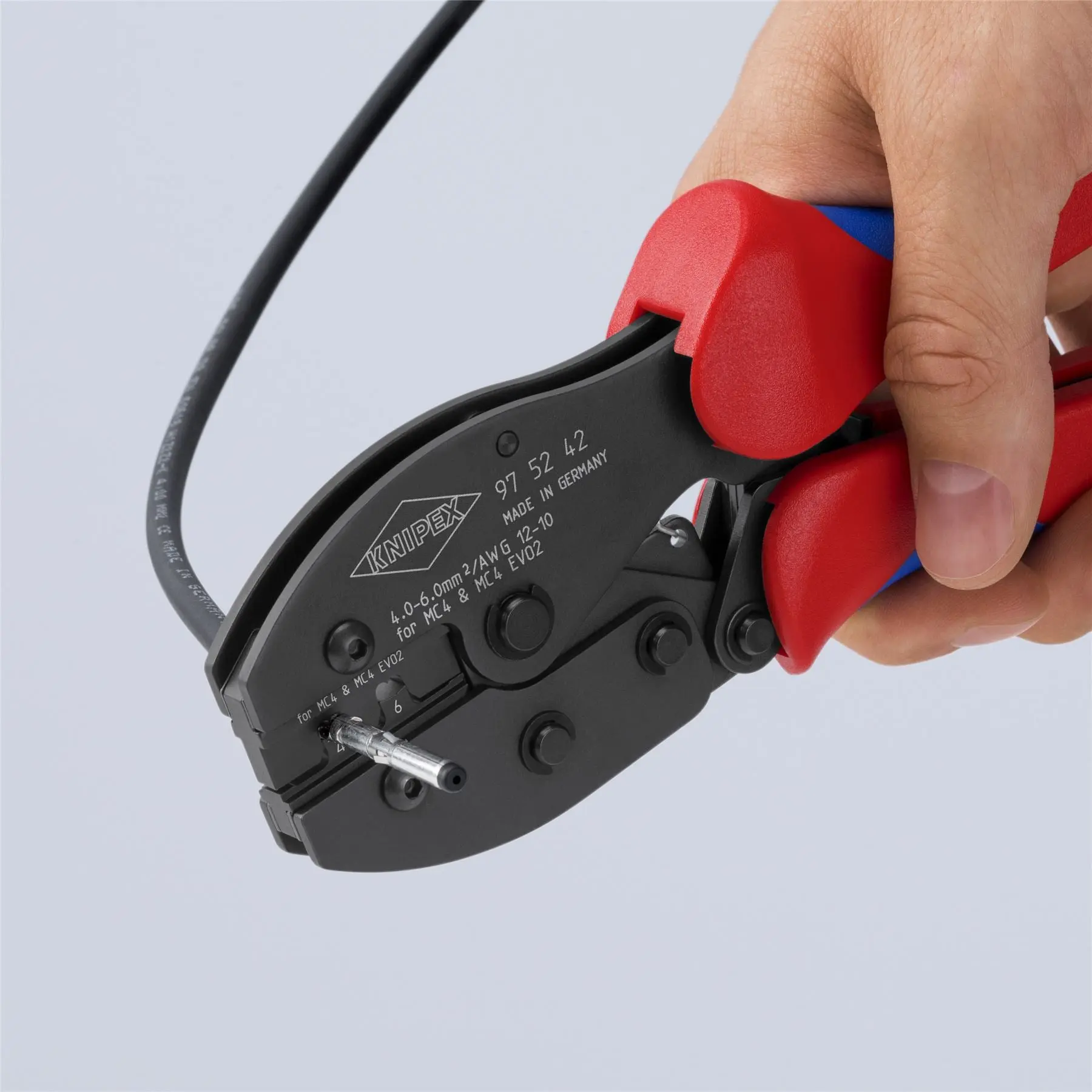 KNIPEX PreciForce Crimping Pliers for MC4/MC4 EVO 2 Connectors with Multi Component Handles 220mm 97 52 42 - Image 7