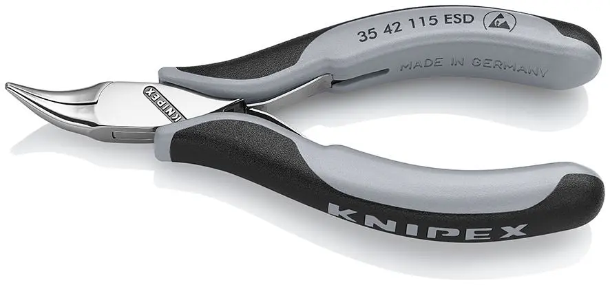 KNIPEX Precision Electronics Bent NosePliers ESD 115mm Black/Grey Multi Component Grips 35 42 115 ESD
