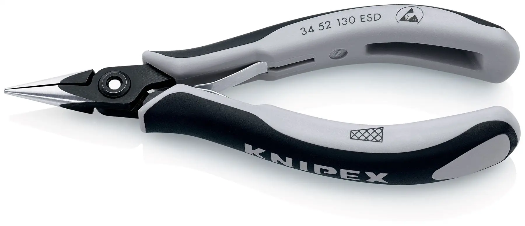 KNIPEX Precision Electronics Gripping Pliers ESD 130mm Black/Grey Multi Component Grips 34 52 130 ESD