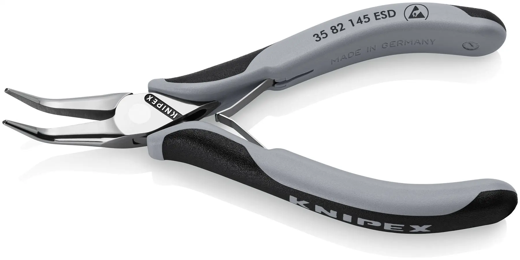 KNIPEX Precision Electronics Gripping Pliers ESD 145mm Black/Grey Multi Component Grips 35 82 145 ESD - Image 2