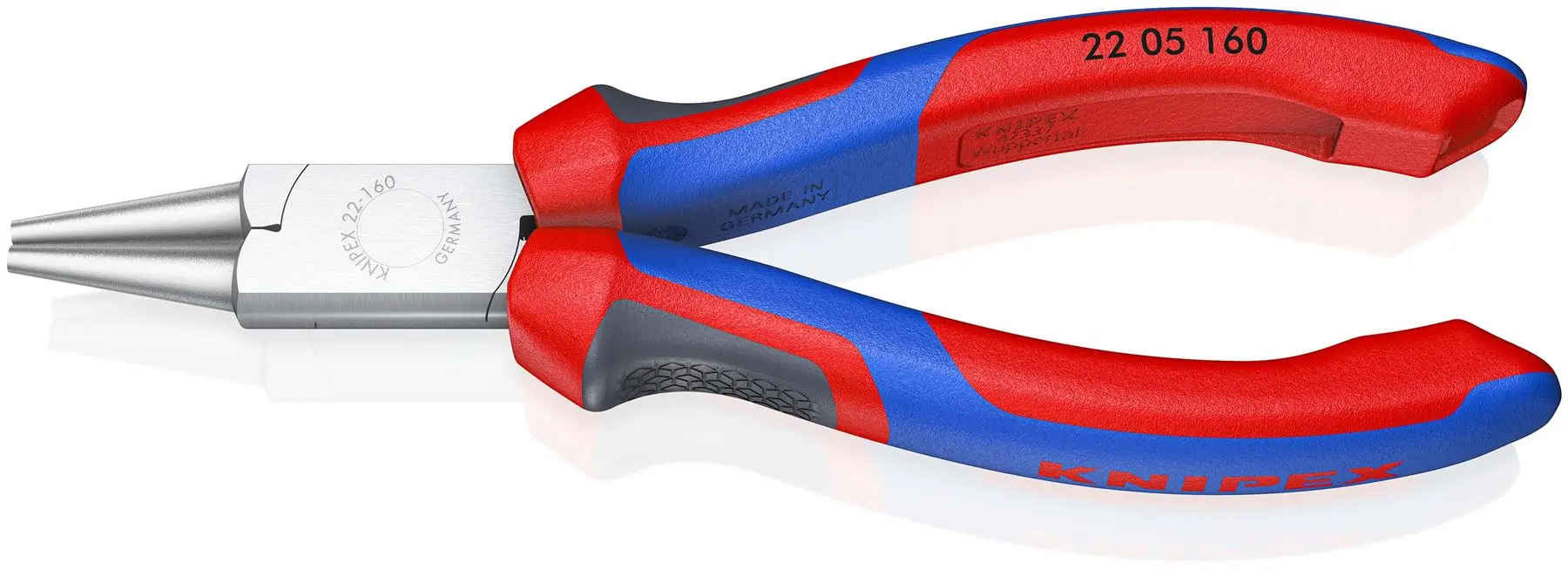 KNIPEX Round Nose Pliers 160mm Chrome with Comfort Handles 22 05 160