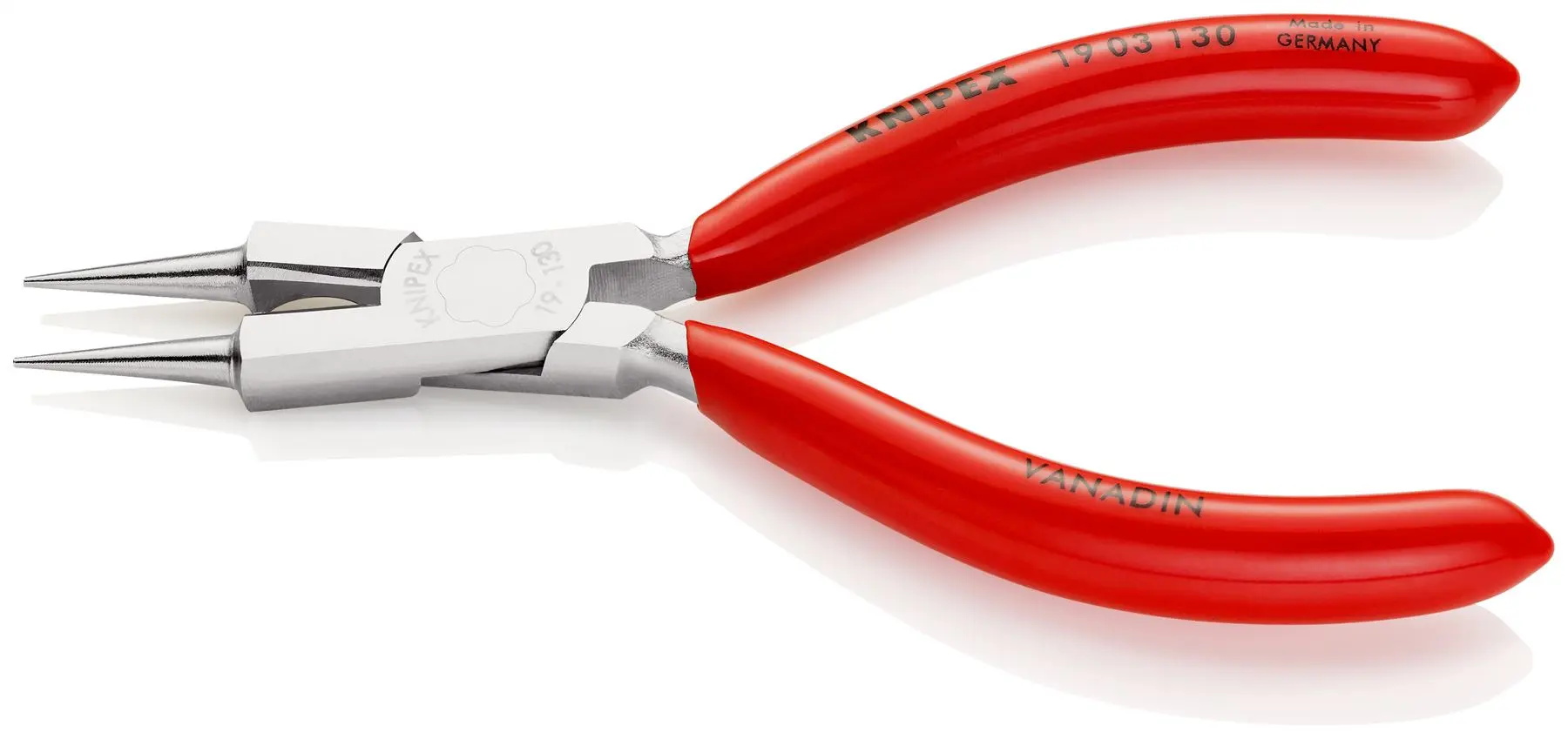 KNIPEX Round Nose Pliers with Cutting Edge Jewellers Pliers 130mm Plastic Coated 19 03 130 - Image 2