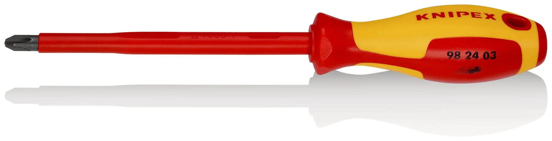 KNIPEX Screwdriver for Phillips Screws PH3 x 150mm VDE Insulated Multi Component Grips 270mm 98 24 03