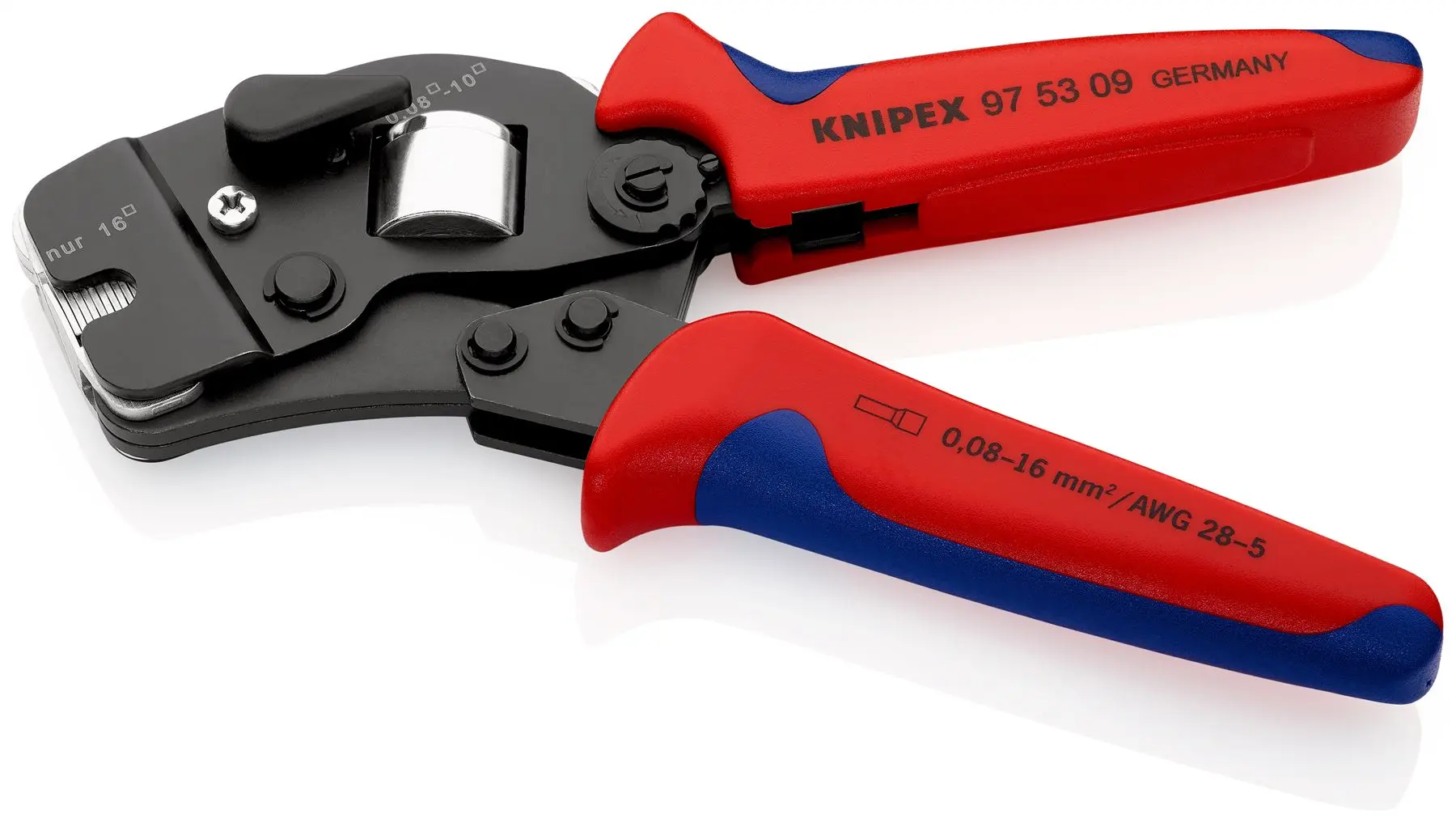 KNIPEX Self Adjusting Crimping Pliers for Wire Ferrules with Front Loading 0.08-10/16mm² 190mm Multi Component Grips 97 53 09 SB - Image 2