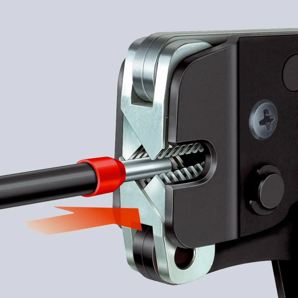 KNIPEX Self Adjusting Crimping Pliers for Wire Ferrules with Front Loading 0.08-10mm² 190mm Multi Component Grips 97 53 08 - Image 5