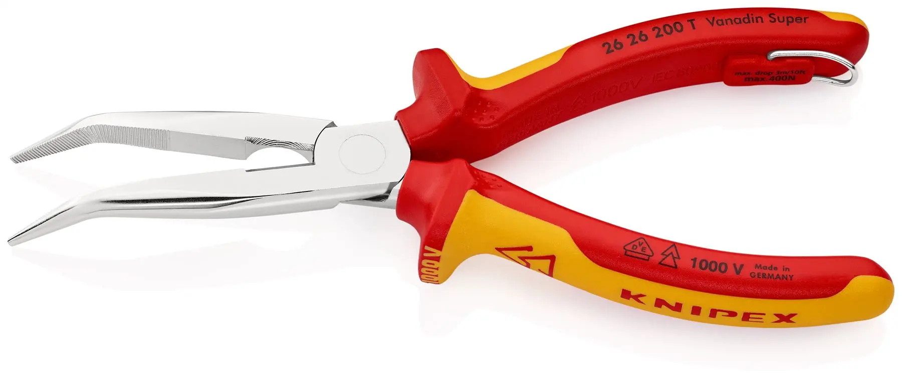 Knipex Snipe Nose Side Cutting Pliers 40° Bend 200mm VDE Insulated 1000V with Tether Point 26 26 200 T - Image 2