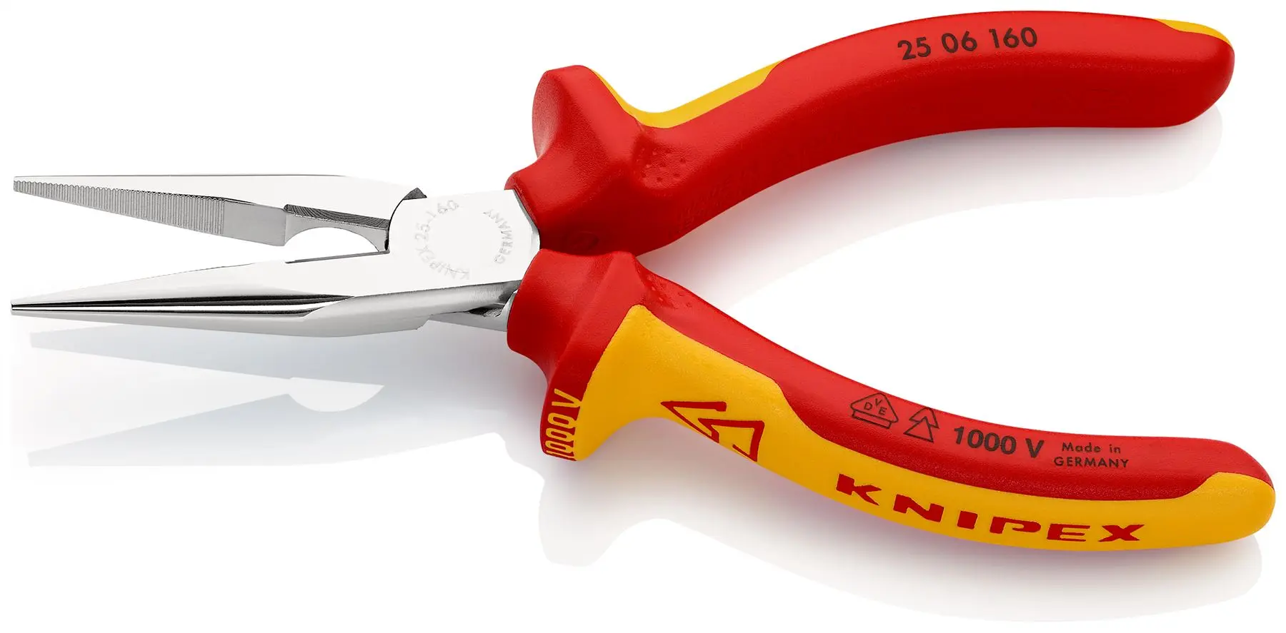 KNIPEX Snipe Nose Side Cutting Pliers Radio Plier 160mm VDE Chrome Multi Component Grips 25 06 160 SB - Image 2