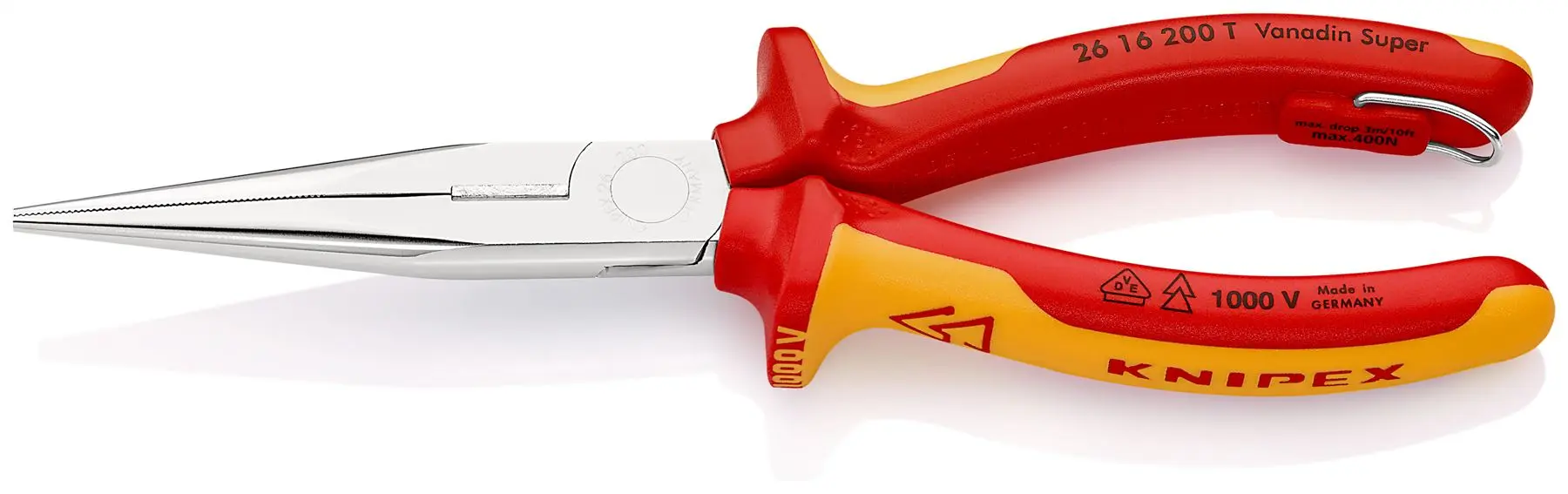 Knipex Snipe Nose Side Cutting Pliers Stork Beak Plier 200mm VDE Insulated 1000V Tether Point 26 16 200 T
