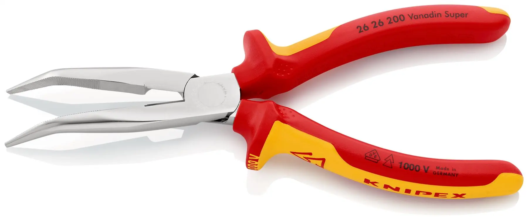 KNIPEX Snipe Nose Side Cutting Pliers Stork Beak Plier Bent Nose 200mm VDE Chrome Multi Component Grips 26 26 200 SB - Image 2