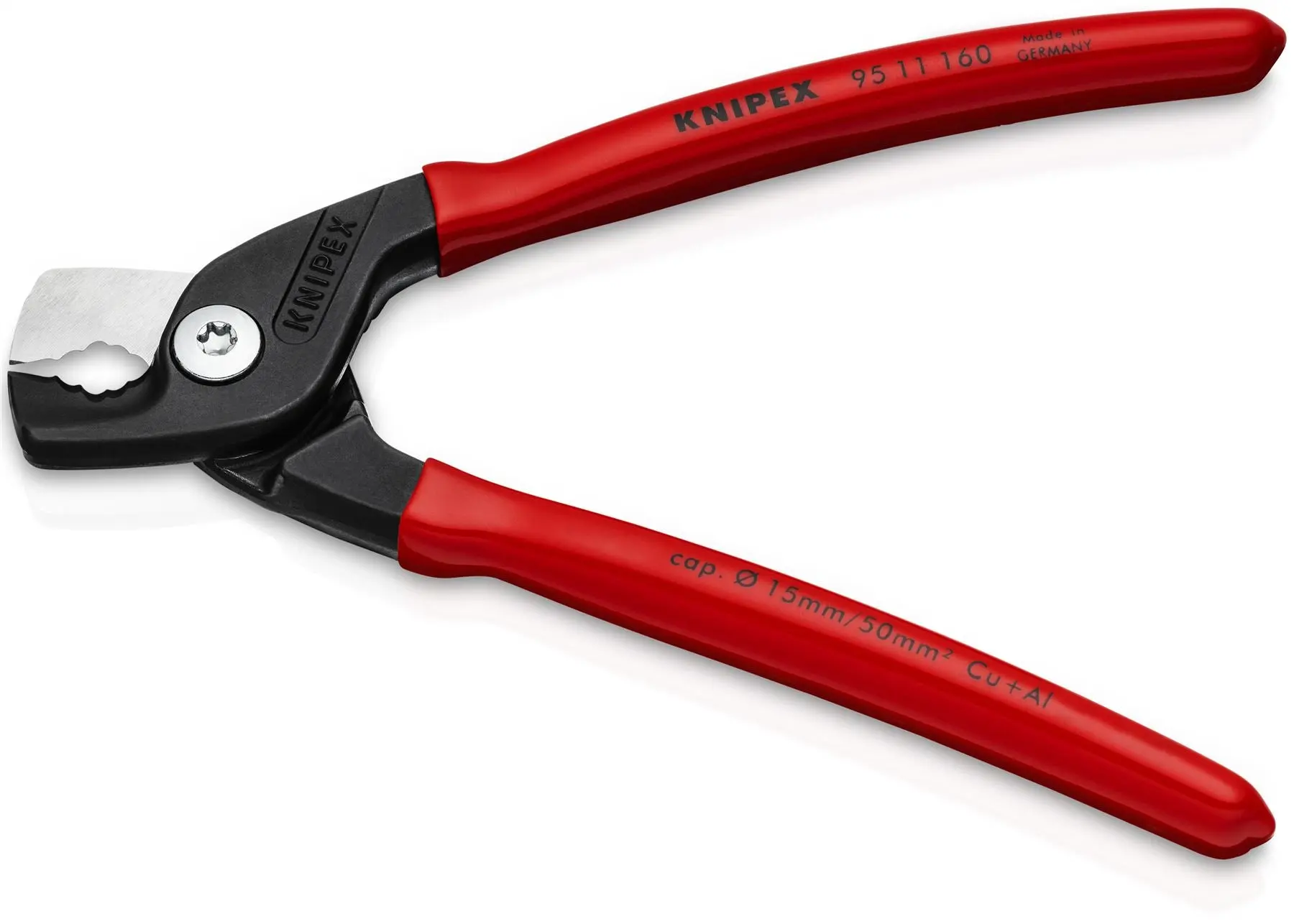 KNIPEX StepCut Cable Shears Cutting Pliers 15mm Capacity 160mm Plastic Coated Handles 95 11 160 SB - Image 2