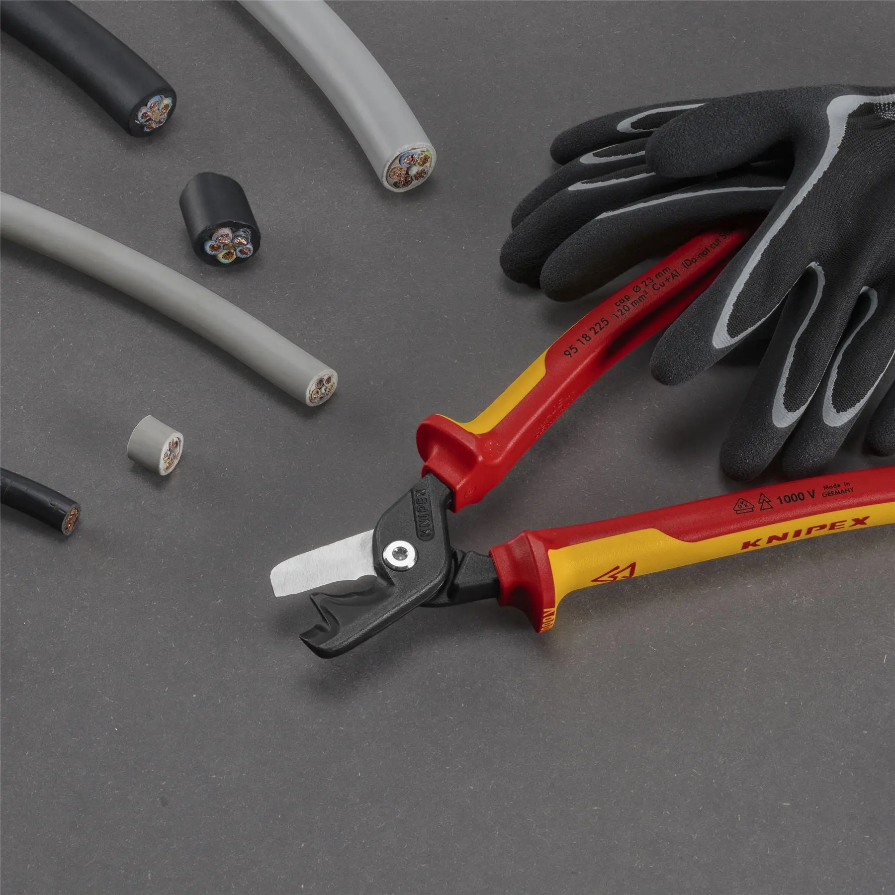 KNIPEX StepCut XL Cable Shears Cutting Pliers 225mm VDE Insulated 1000V 95 18 225 SB - Image 5