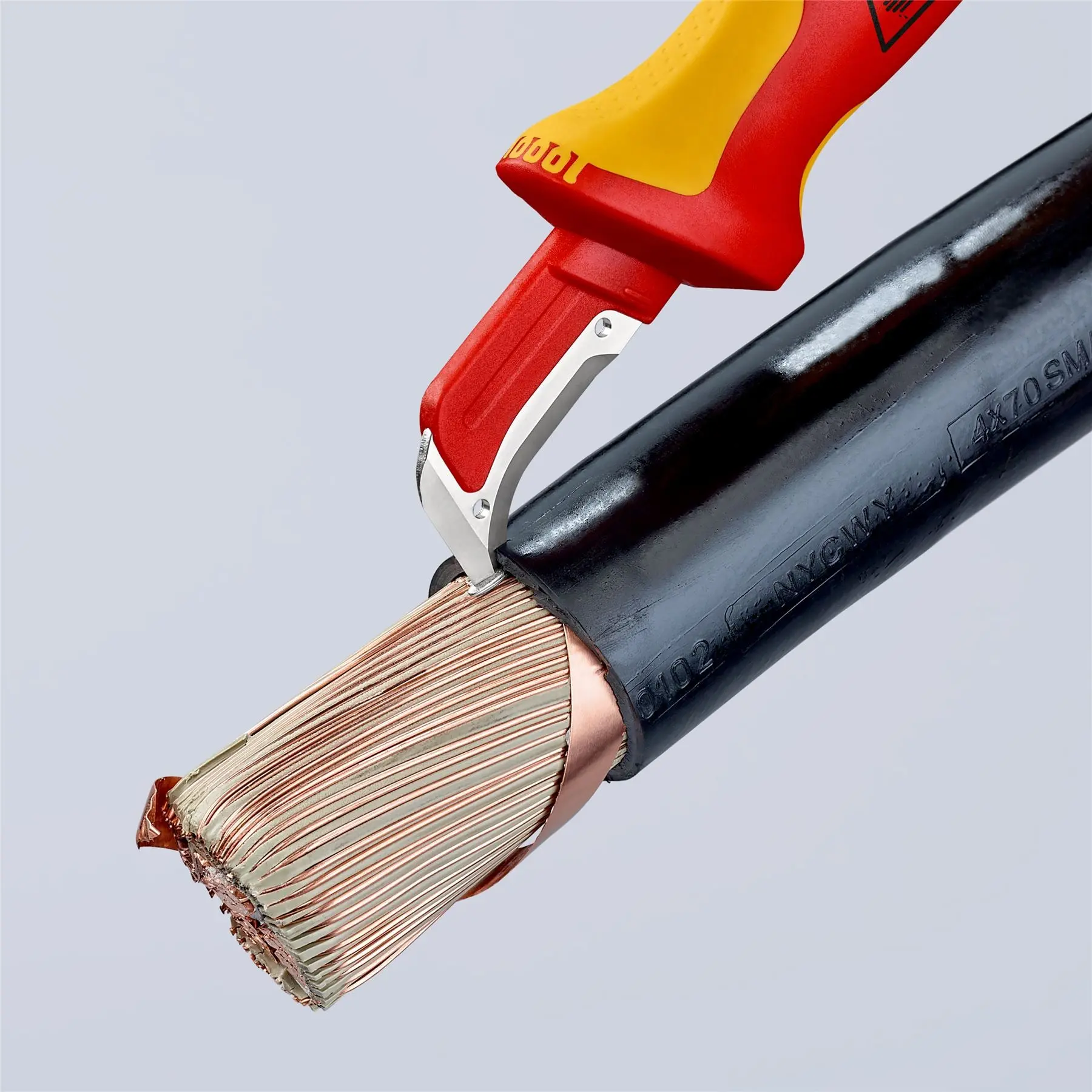Knipex Stripping Knife with Guide Shoe VDE Insulated 1000V 38mm Blade Length 180mm 98 55 SB - Image 4