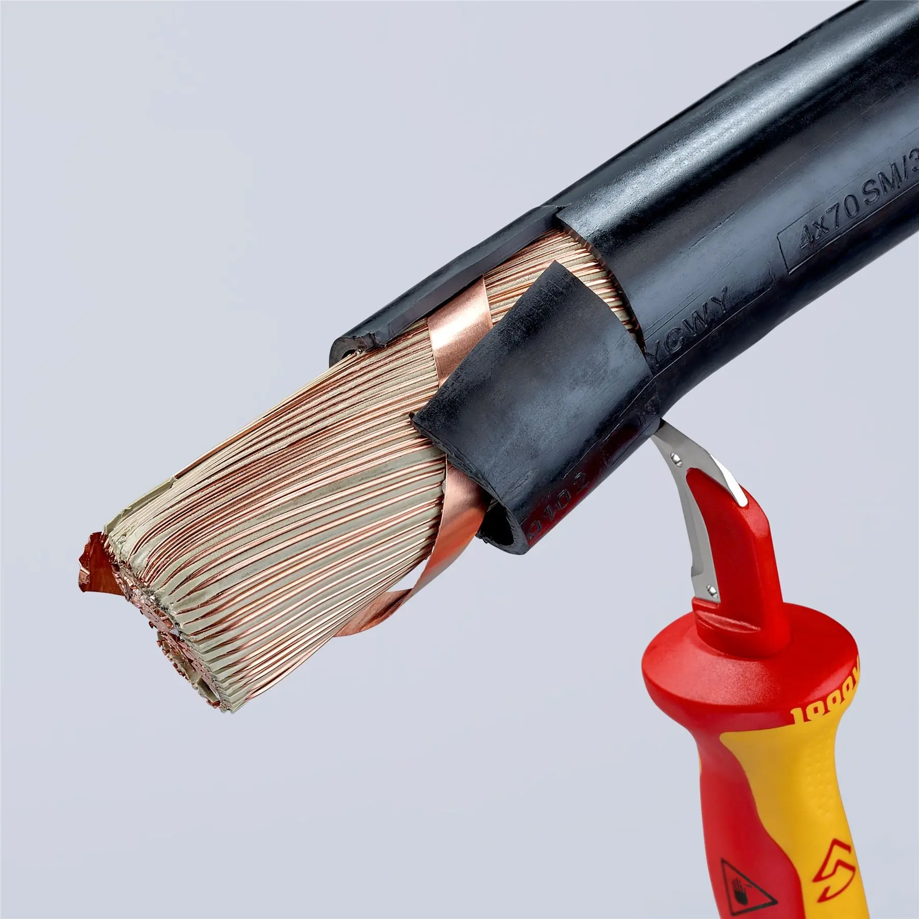 Knipex Stripping Knife with Guide Shoe VDE Insulated 1000V 38mm Blade Length 180mm 98 55 SB - Image 5