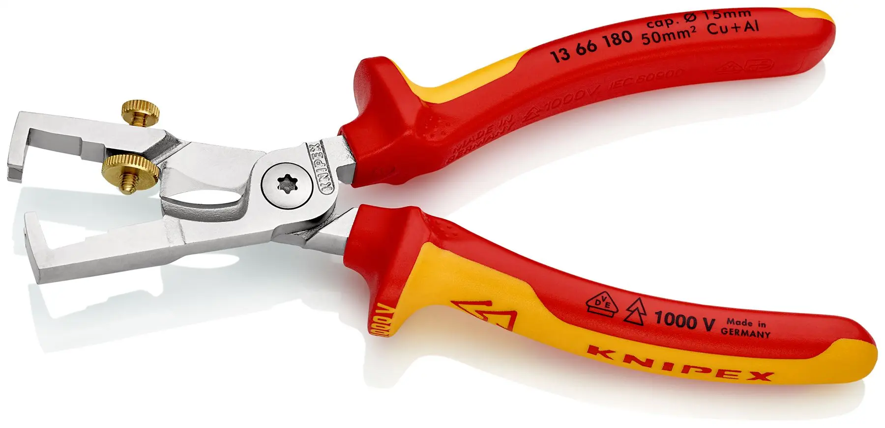 KNIPEX StriX Insulation Strippers with Cable Shears 180mm VDE Chrome Multi Component Grips 13 66 180 SB - Image 2