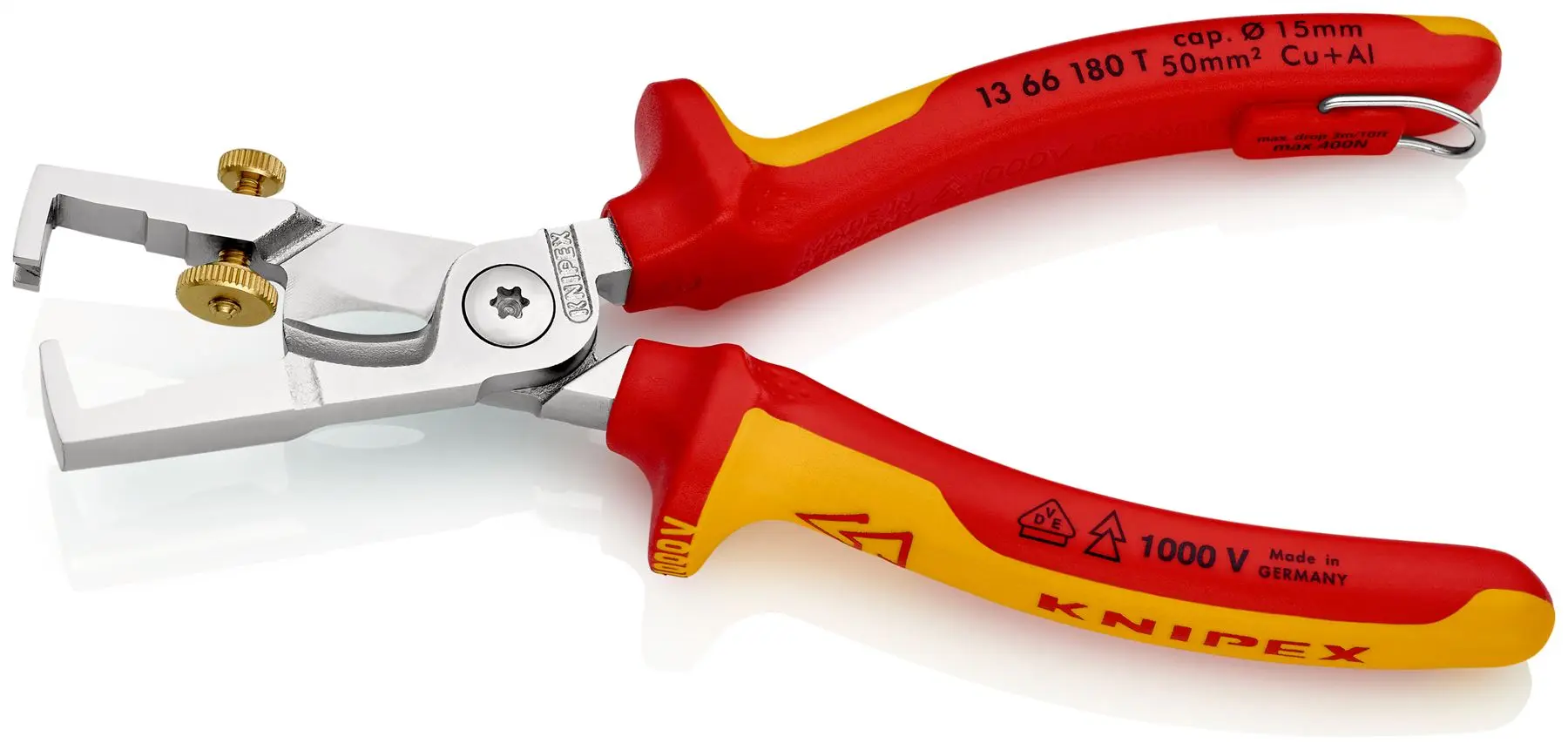 Knipex StriX Insulation Strippers with Cable Shears 180mm VDE Tested 1000V with Tether Point 13 66 180 T - Image 2
