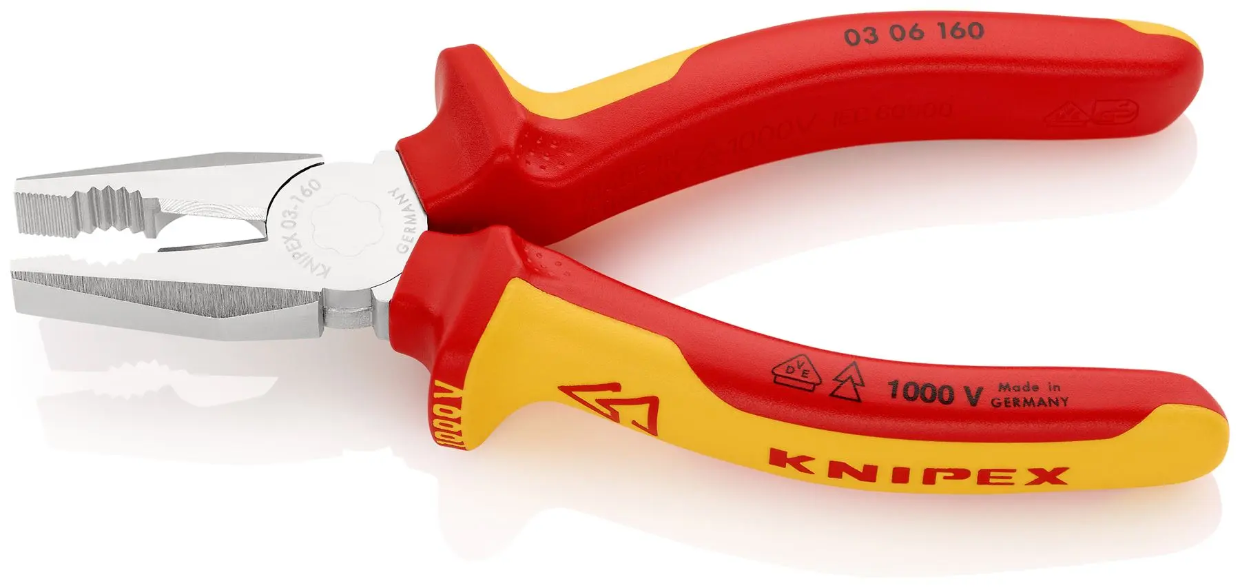 KNIPEX VDE Combination Pliers 160mm Chrome with Multi Component Grip 03 06 160 SB - Image 2