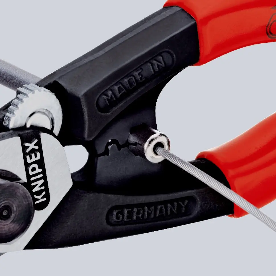 KNIPEX Wire Rope Cutter Forged 190mm Plastic Coated Handles 95 61 190 SB - Image 3