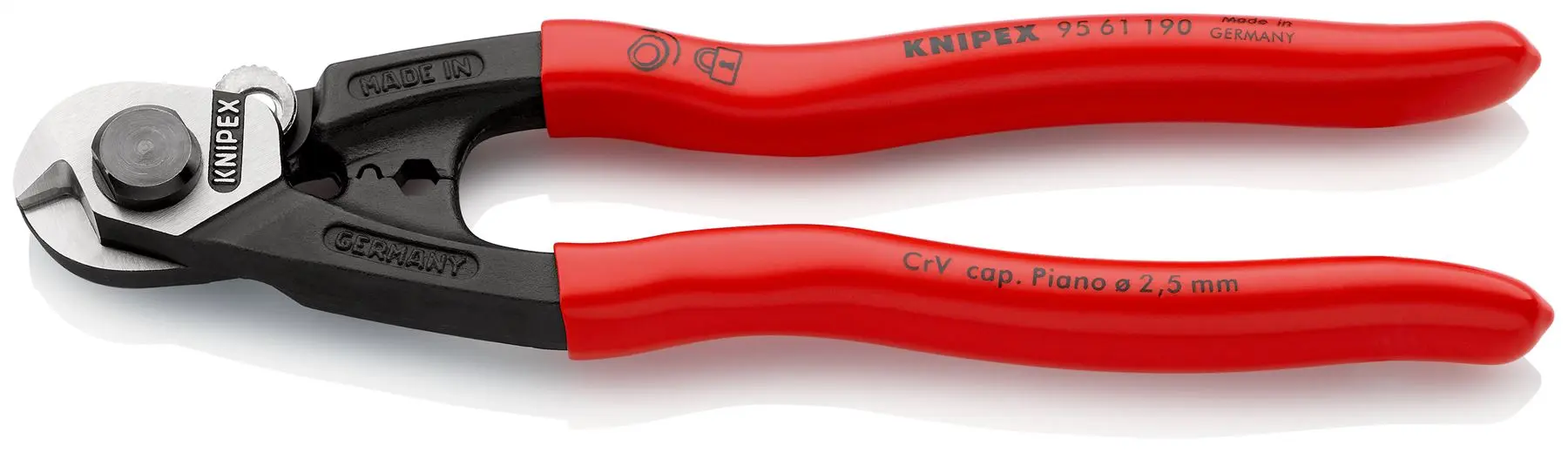 Knipex Wire Rope Cutters Forged Cutting Pliers Polished Head up to 7mm Capacity 190mm 95 61 190 - Image 2