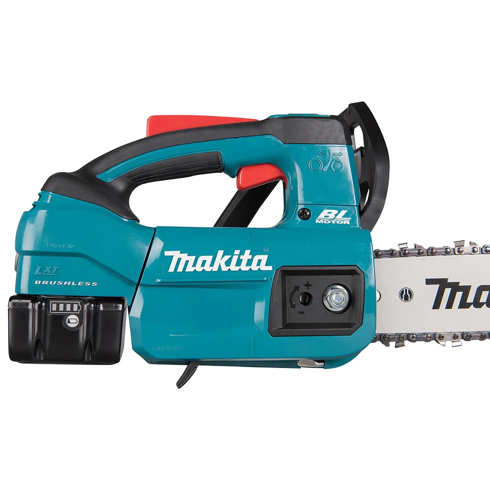 Makita Chainsaw Kit 25cm 10" 18V LXT Brushless Cordless 5Ah Battery and Charger Top Handle Garden Tree Cutting Pruning DUC254RT - Image 10