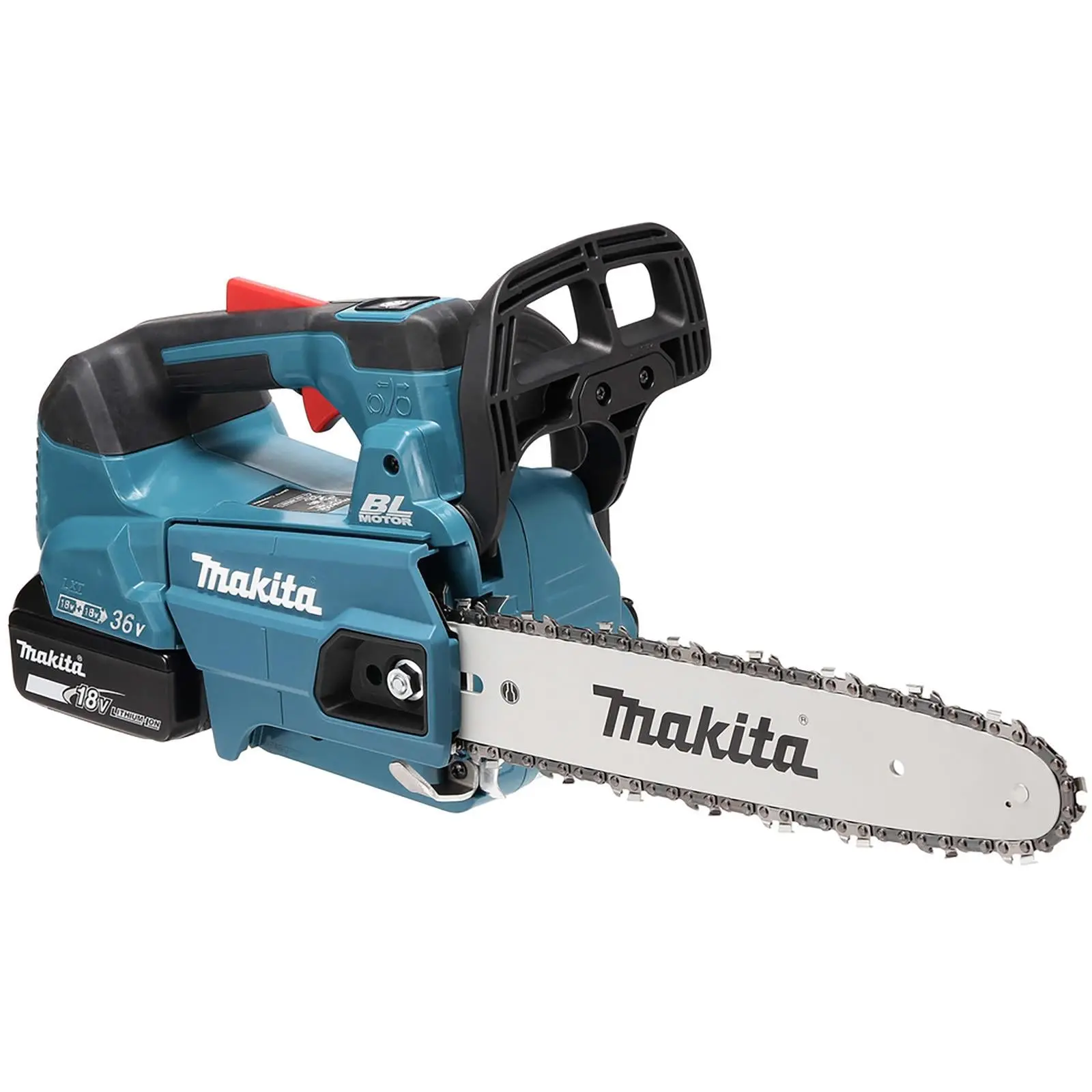 Makita Chainsaw Kit 30cm 12" 18V x 2 LXT Brushless Cordless 2 x 5Ah Battery and Dual Rapid Charger Top Handle Garden Tree Cutting Pruning DUC306PT2 - Image 3