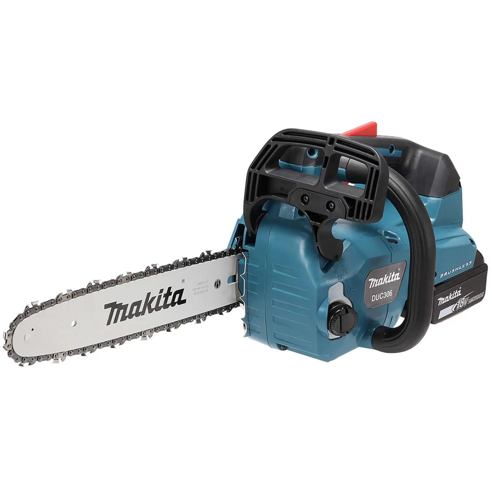 Makita Chainsaw Kit 30cm 12" 18V x 2 LXT Brushless Cordless 2 x 6Ah Battery and Dual Rapid Charger Top Handle Garden Tree Cutting Pruning DUC306PG2 - Image 4
