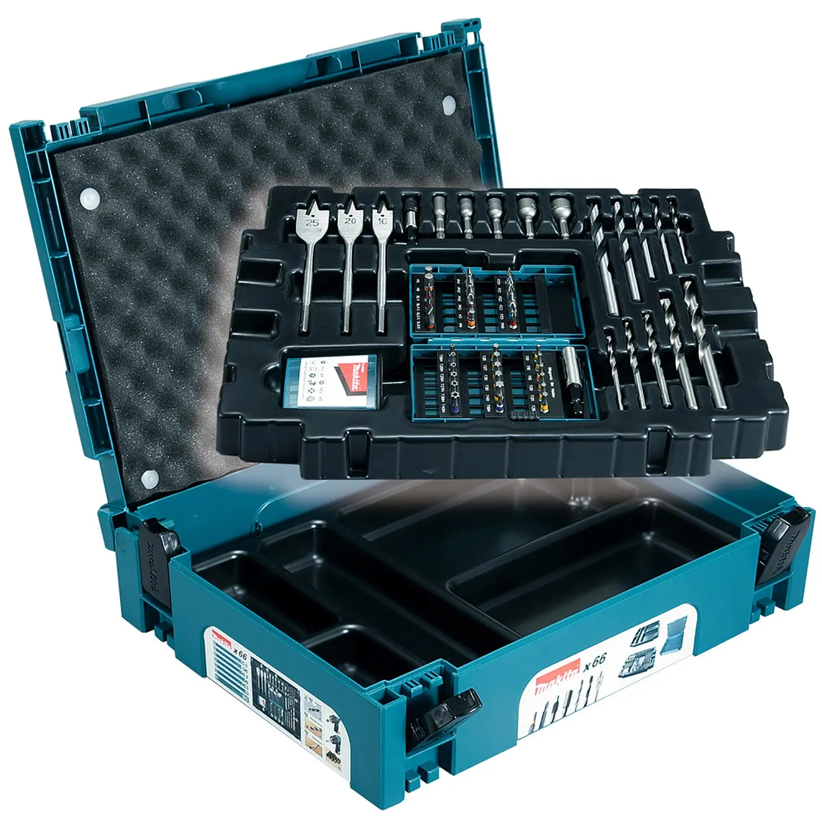 Makita Drill Screwdriver Bit Set Makpac Case Tool Box HSS Wood Phillips Pozi Slotted Torx 66pc