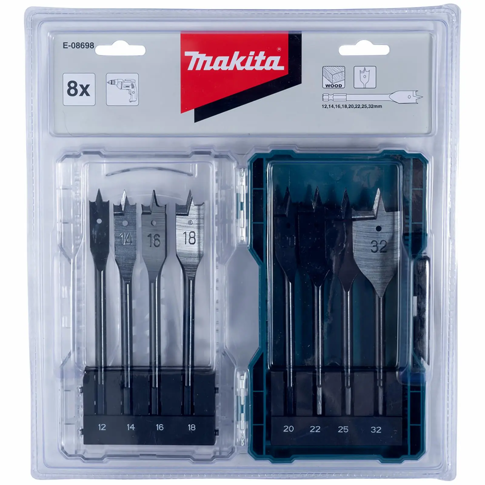 Makita Flat Wood Drill Bit Set 1/4" Hex Shank 12-32mm - Image 4
