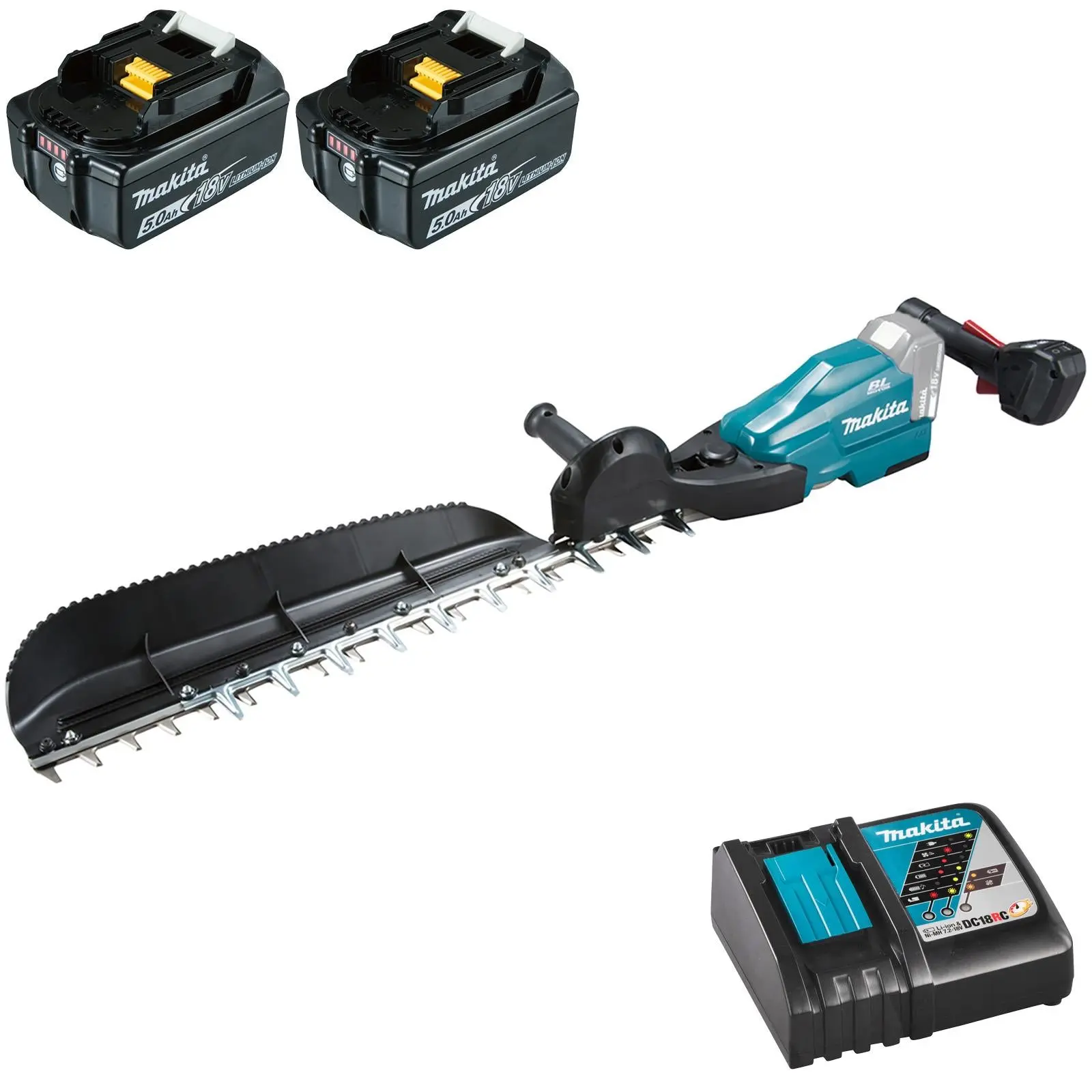 Makita Hedge Trimmer Kit 60cm 18V LXT Li-ion Brushless Cordless 2 x 5Ah Battery and Charger Garden Bush Cutter Cutting DUH604SRT