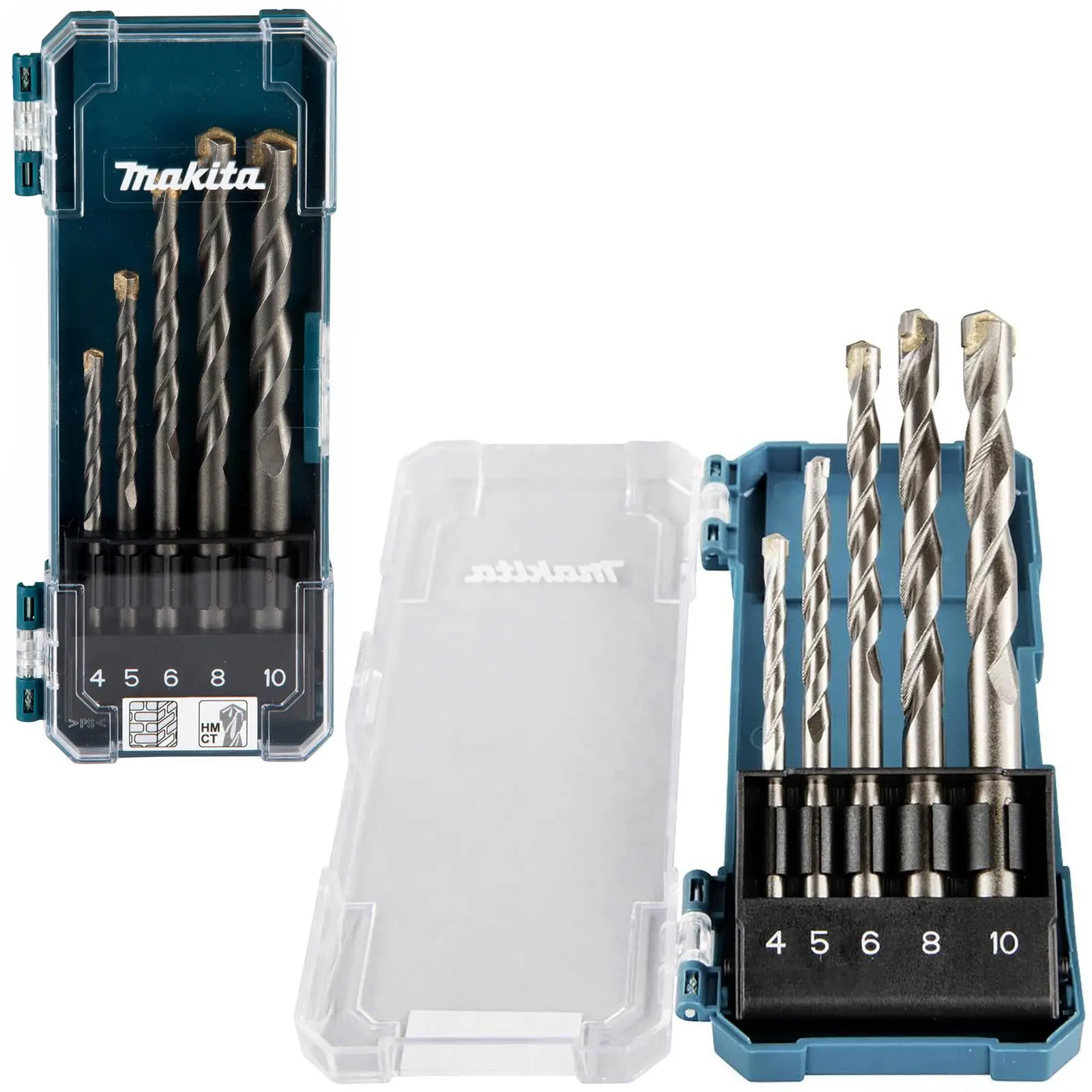 Makita Masonry Drill Bit Set Brick Stone Concrete Straight Shank 4-10mm 5pc