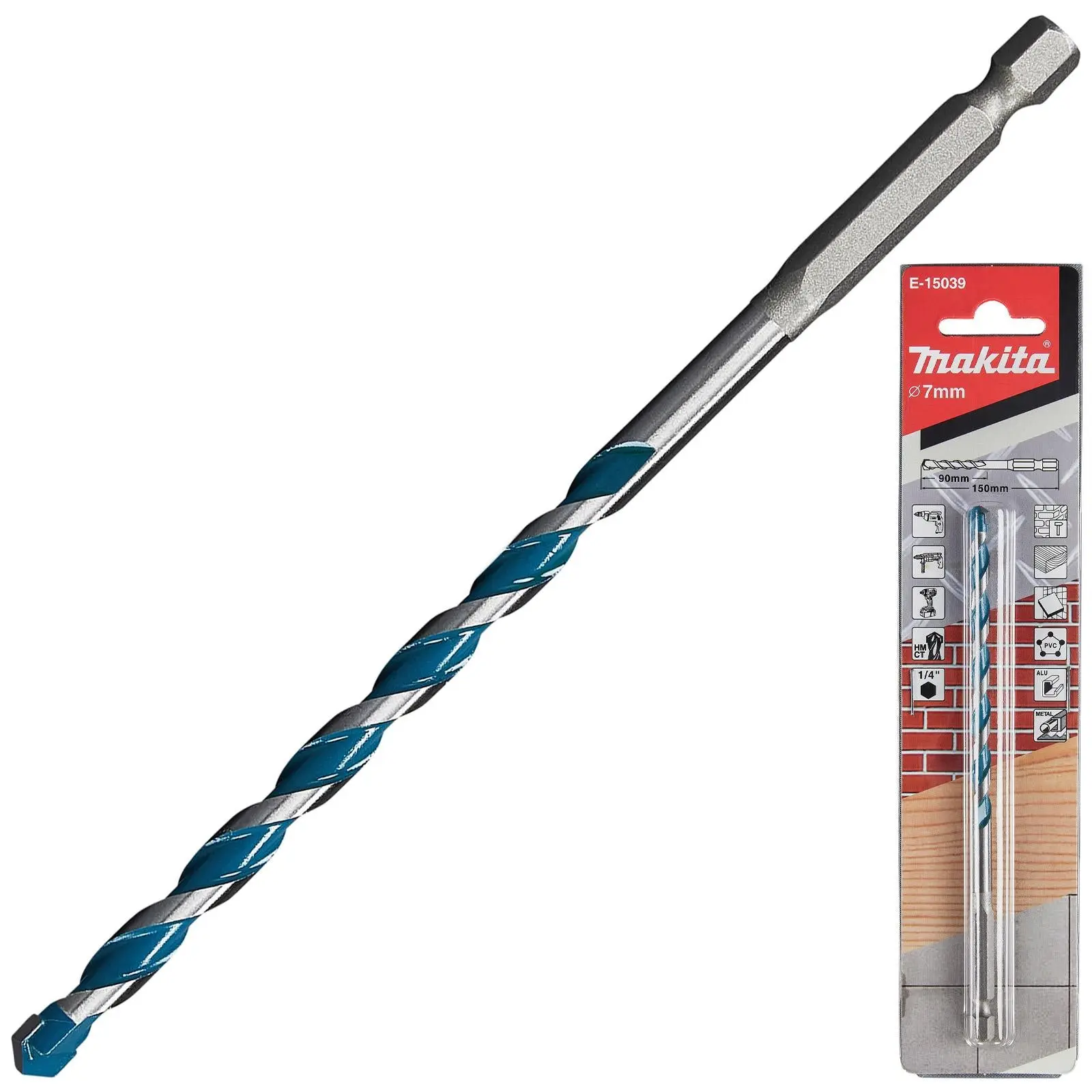 Makita Multi Material Drill Bits TCT 1/4" Hex Shank for Wood Plastic Masonry Ceramic Tiles Steel - Choose Size - Image 6