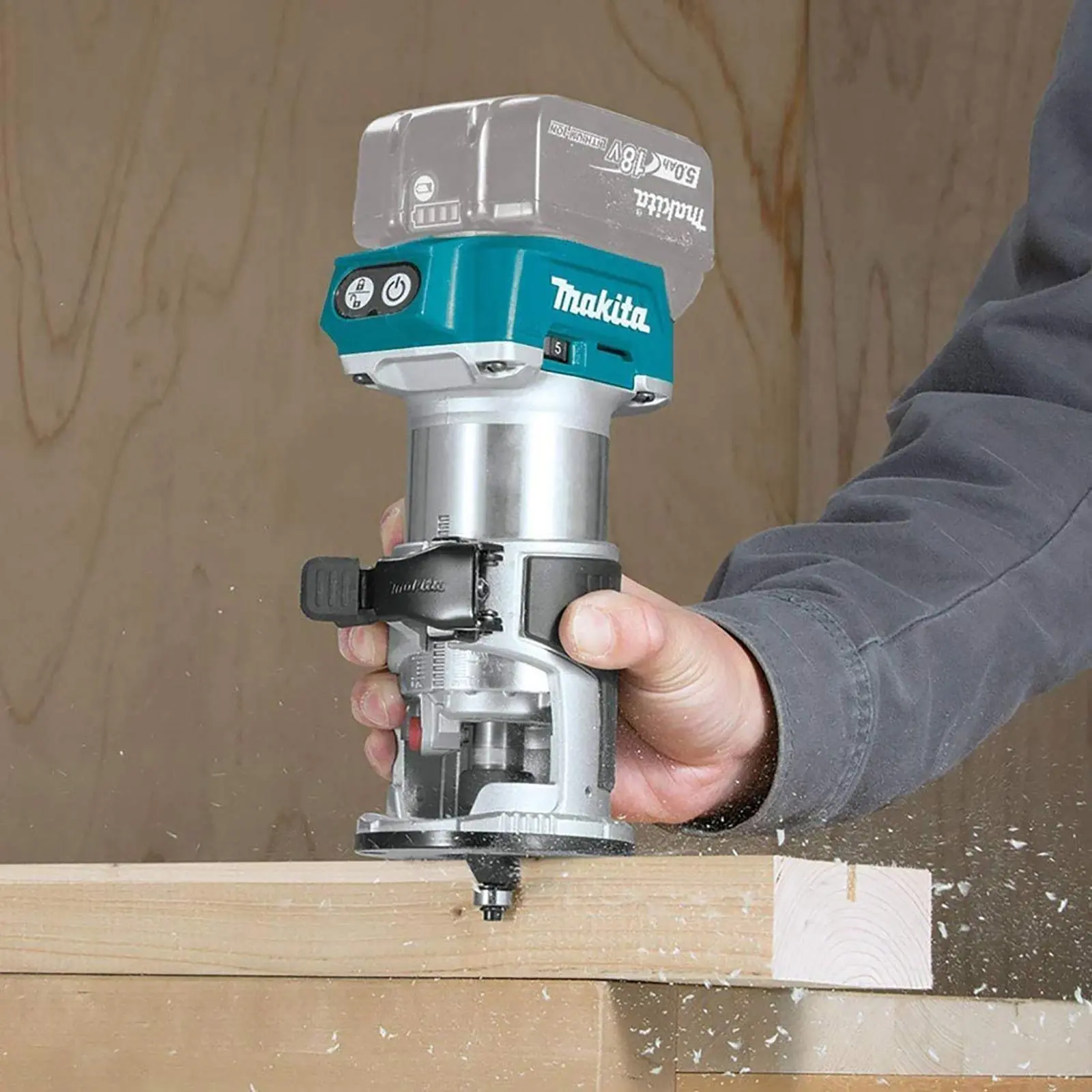Makita Router Trimmer 18V LXT Brushless Cordless Plunge Offset Base in Makpac Case DRT50ZJX3 Body Only - Image 3
