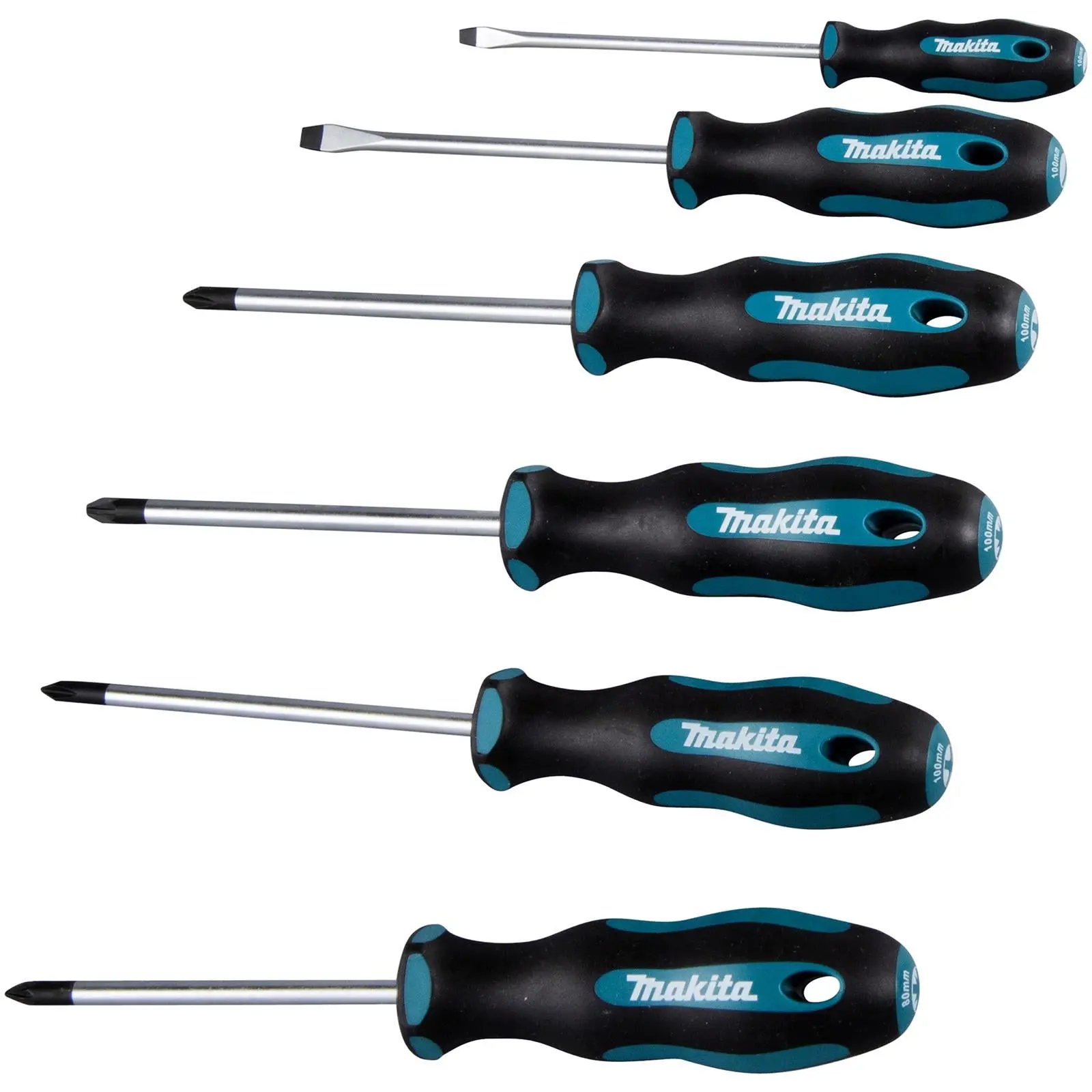 Makita Screwdriver Set Phillips Pozi Slotted PH PZ SL 100mm 6pc E-10528 - Image 2