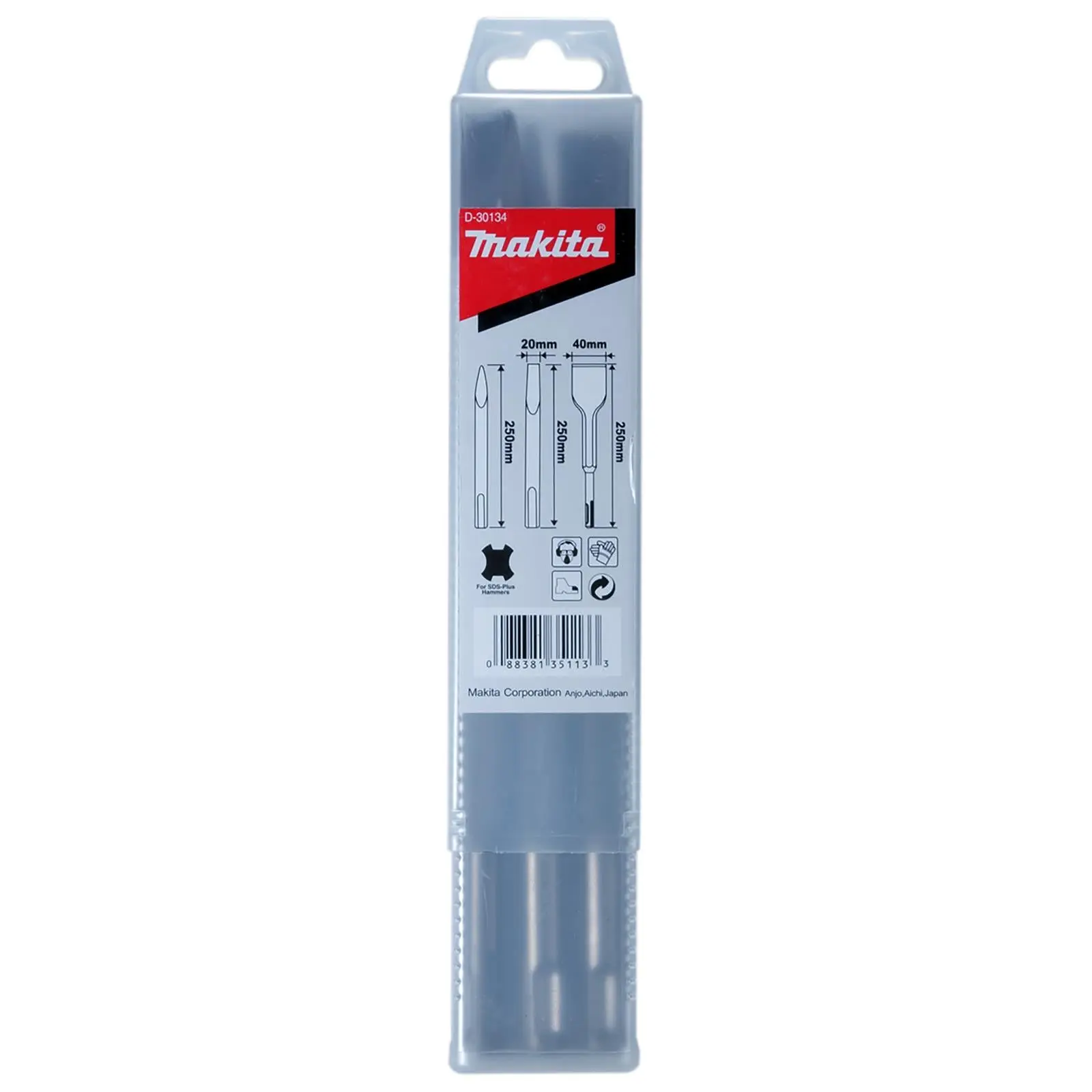 Makita SDS Plus Chisel Set Bull Point Cold Scaling Concrete Masonry Demolition Render Chasing 250mm 3pc - Image 2