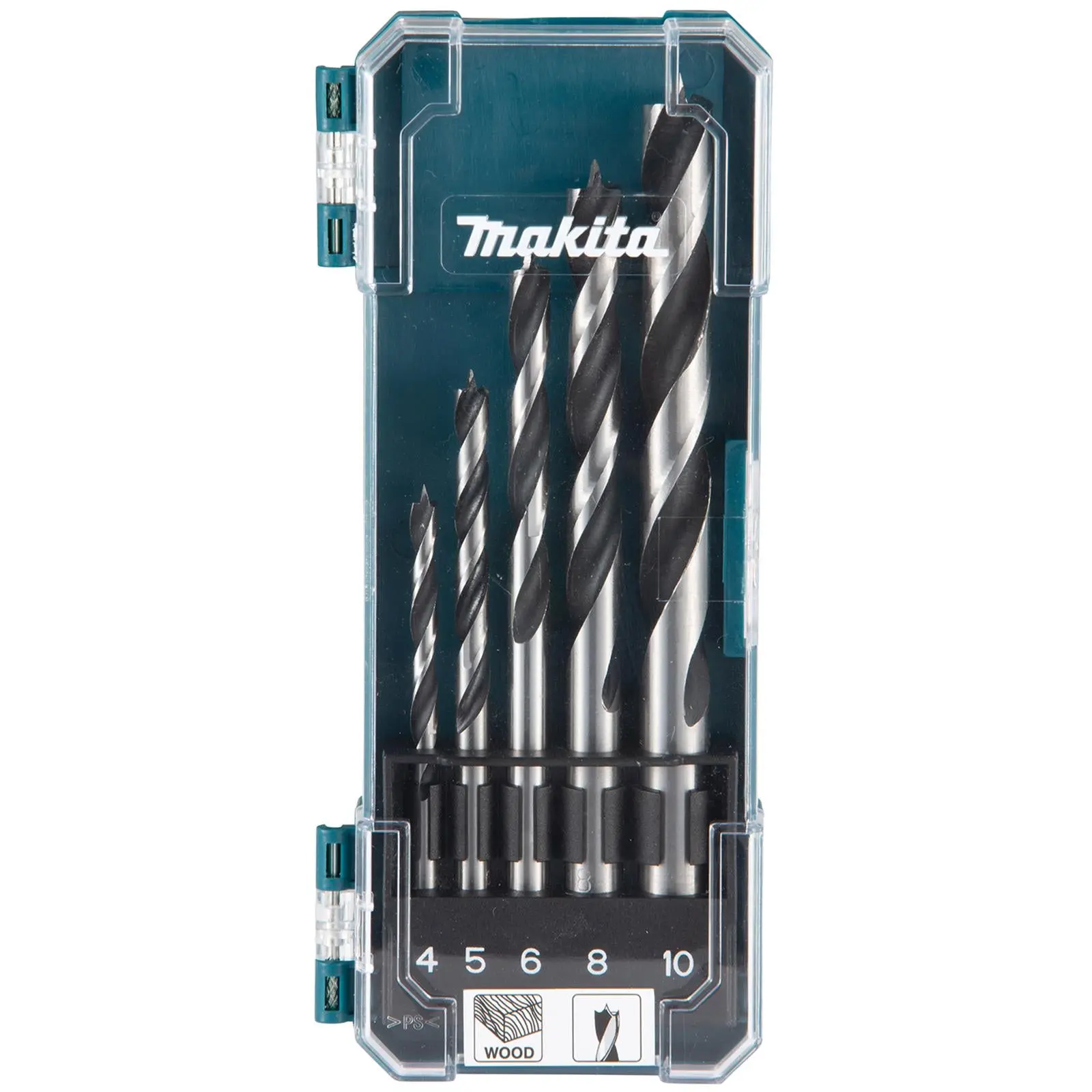Makita Wood Drill Bit Set Straight Shank Brad Point 4-10mm Timber 5pc Woodwork - Image 2